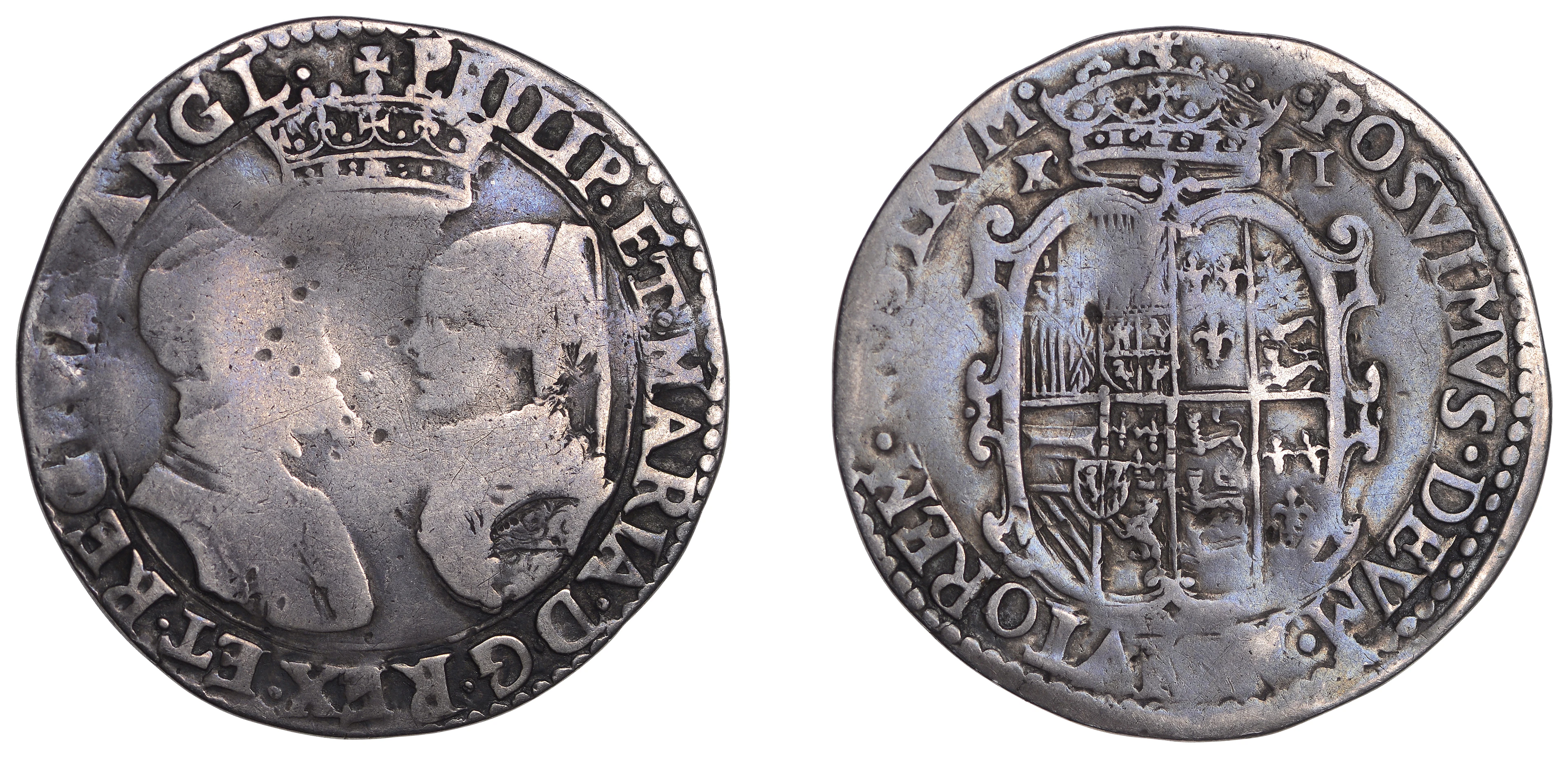 Philip and Mary (1554-1558), Shilling, undated, English titles and