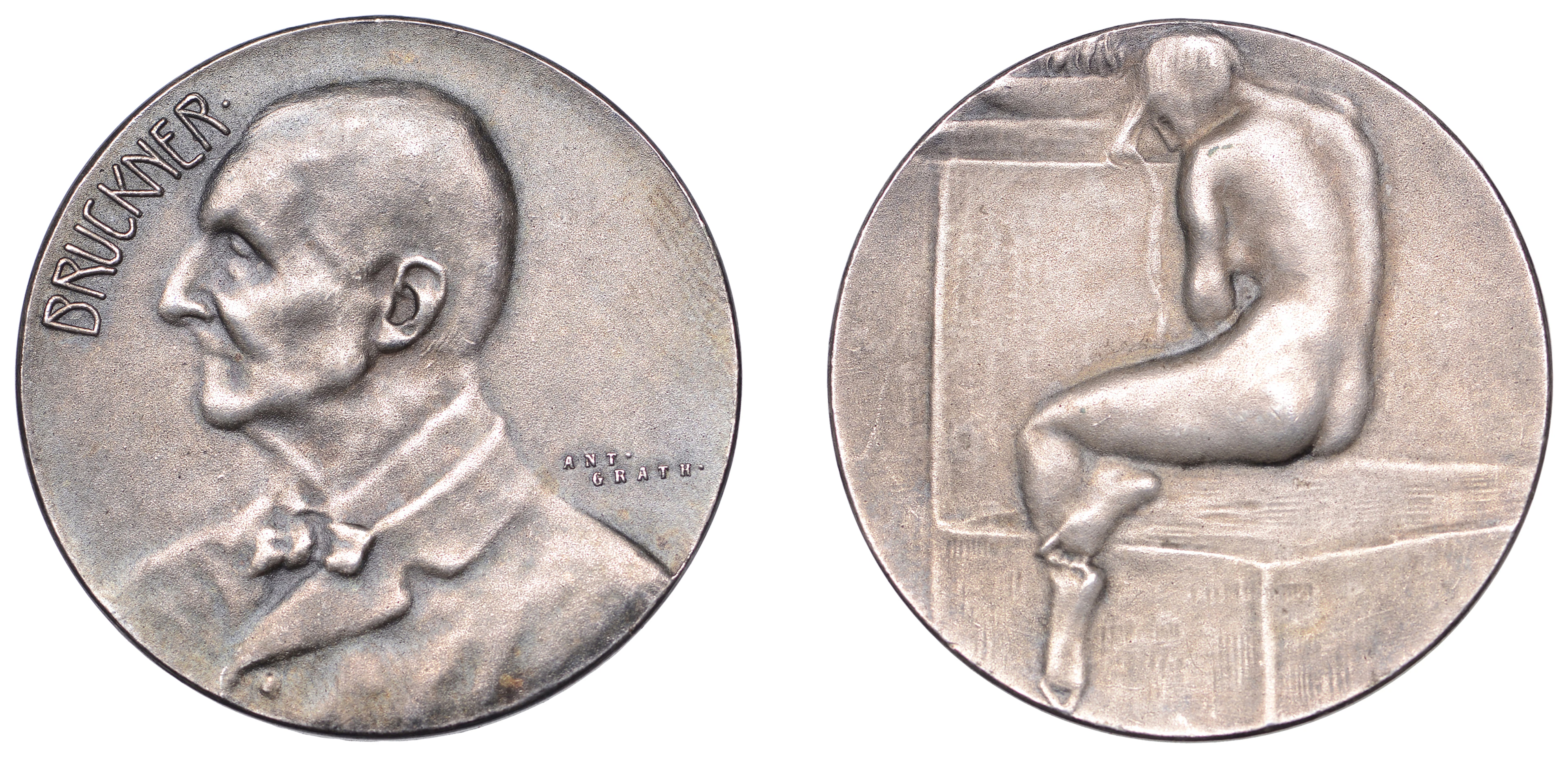 Austria, Anton Bruckner, undated, a silver medal by Anton Grath, bust