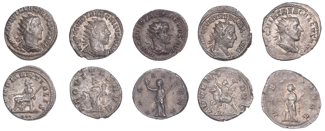 Trebonianus Gallus (251-253), Antoniniani (3), 251-3, radiate, draped
