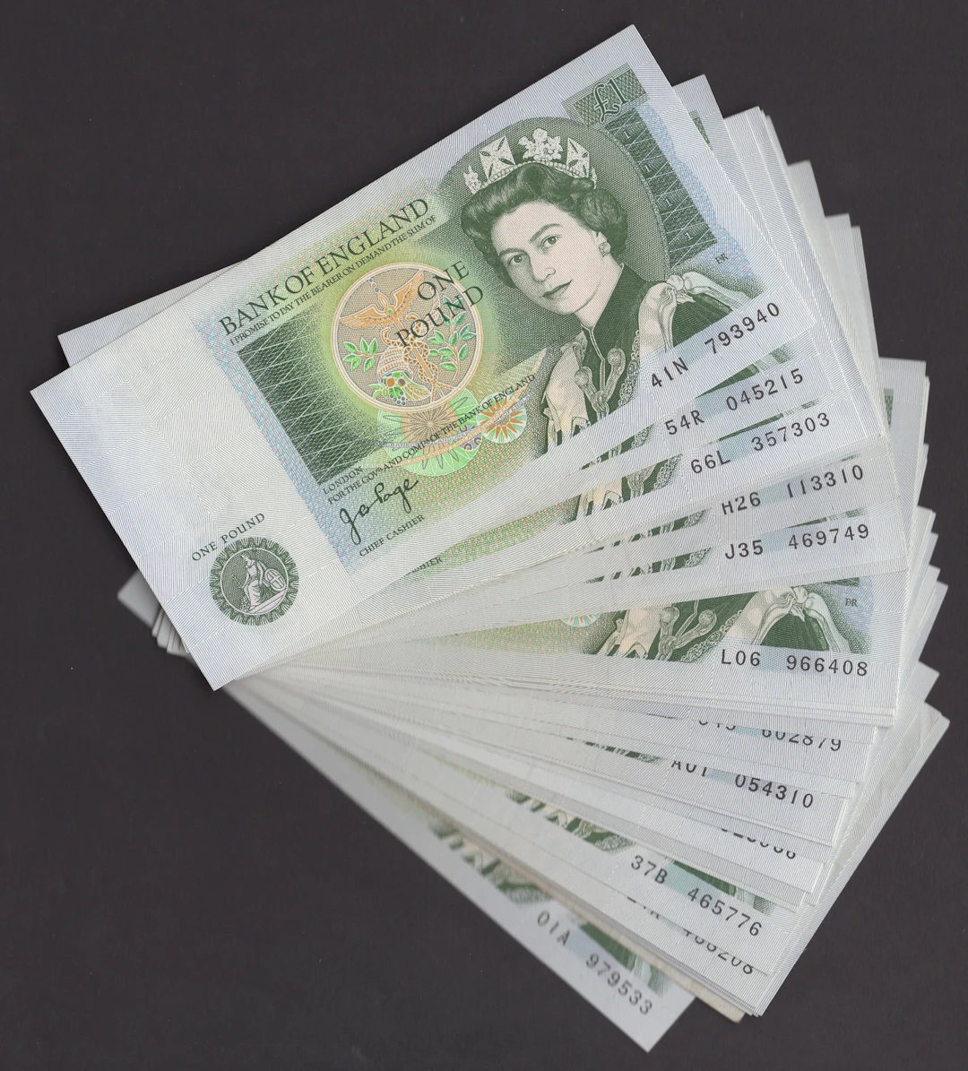 Bank of England, John B. Page, £1 (37), 9 February 1978, comprising