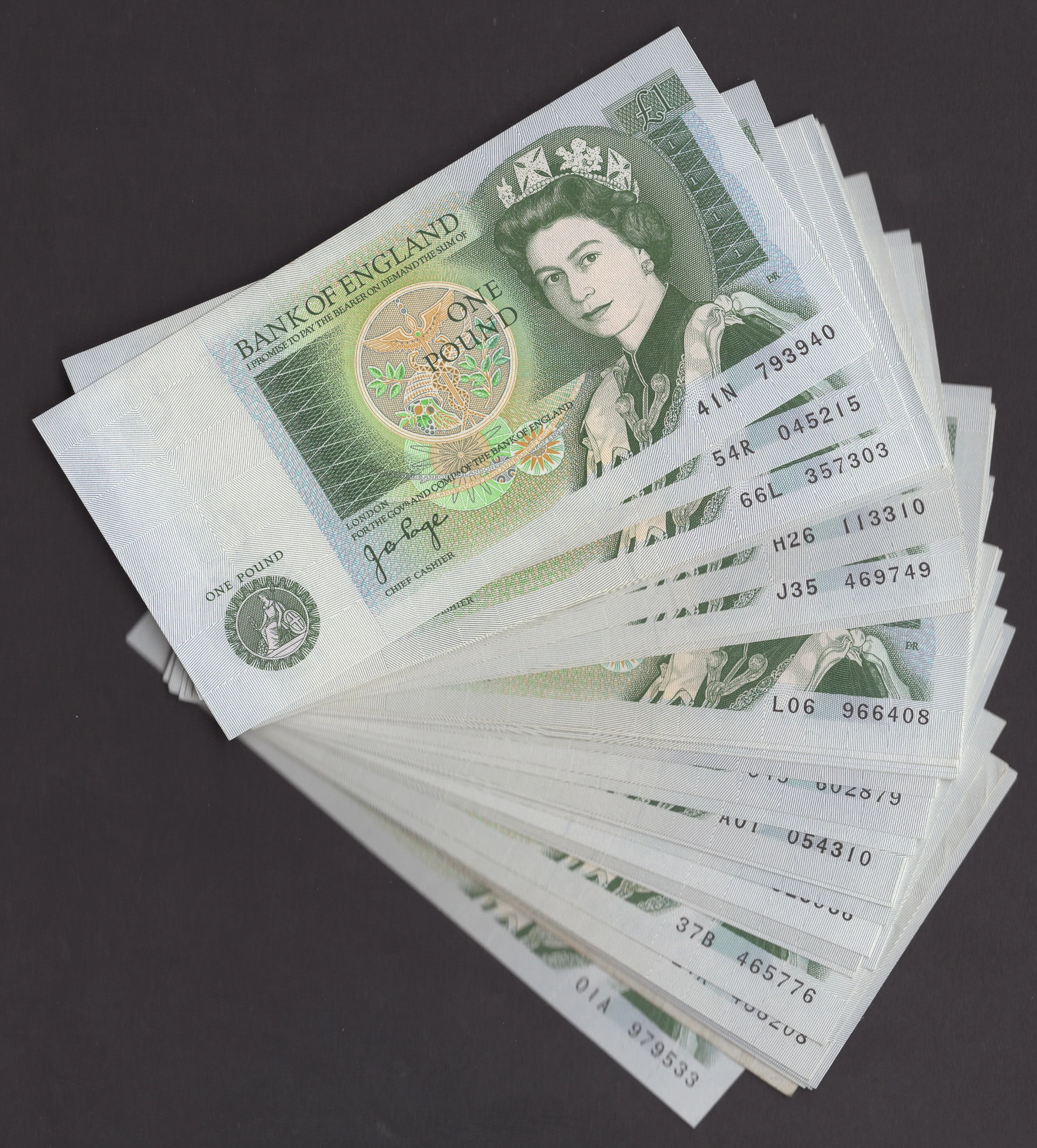 Bank of England, John B. Page, £1 (37), 9 February 1978, comprising