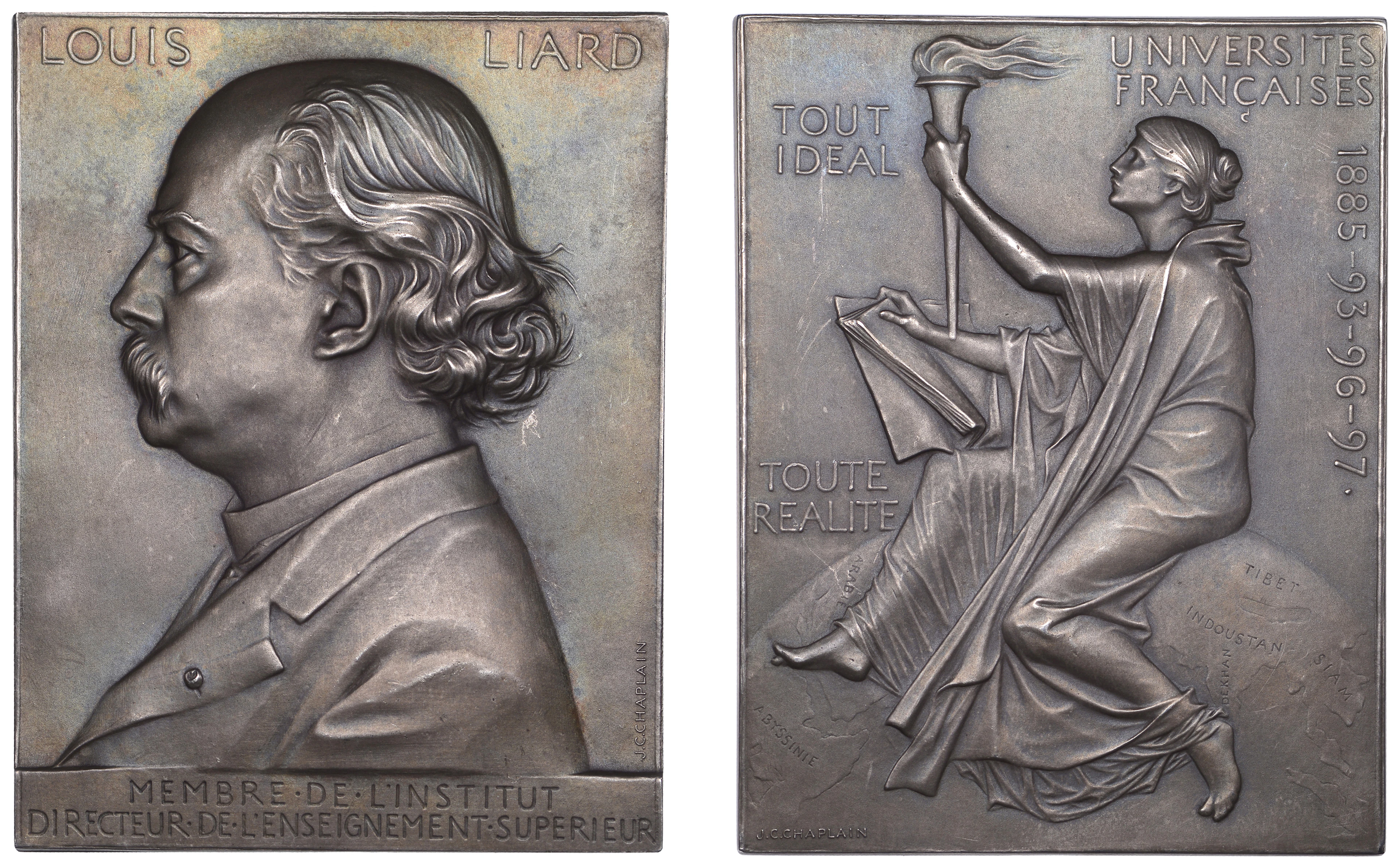 FRANCE, Louis Liard, 1899, an Art Nouveau silver plaque by J.-C. Chaplain