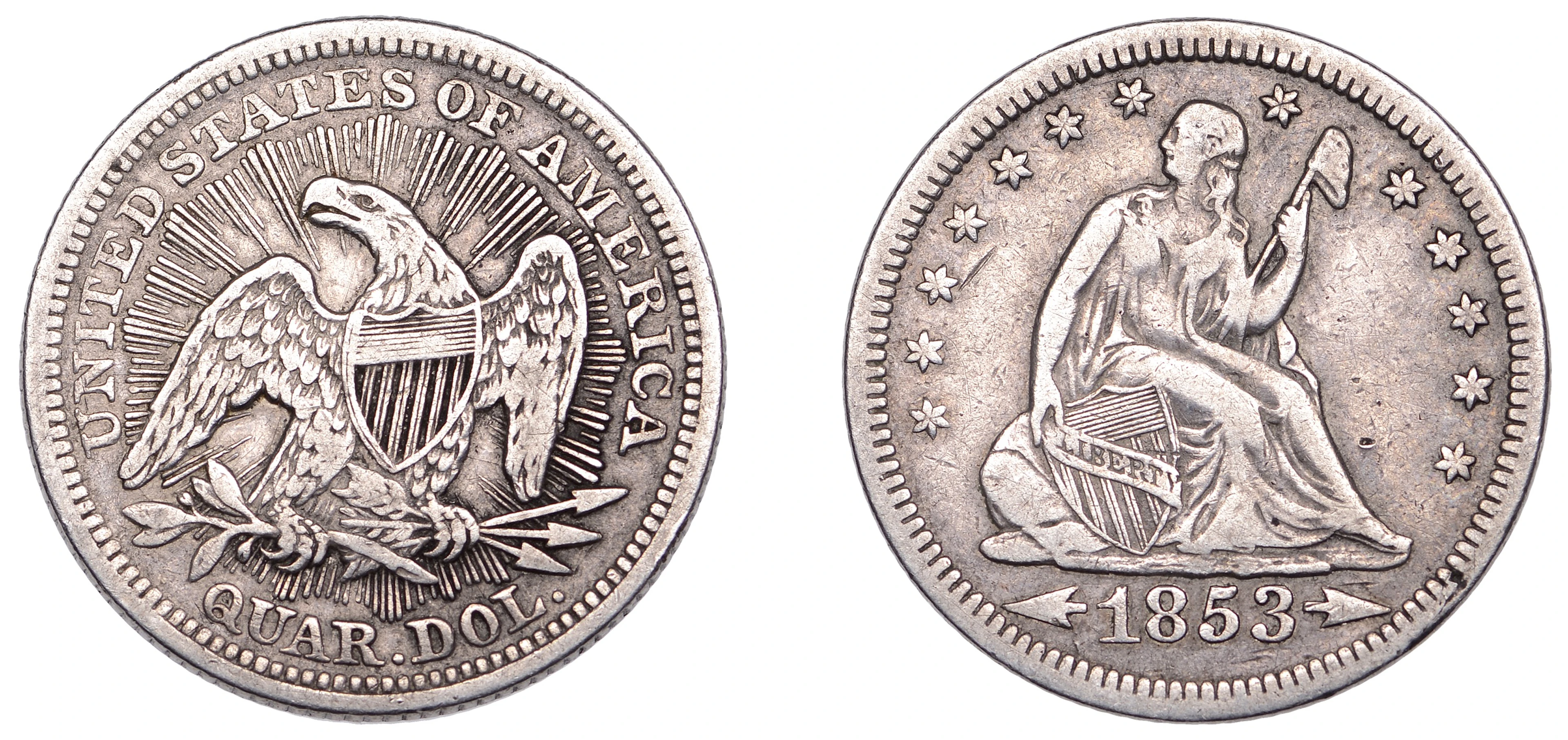 United States of America, Quarter-Dollar, 1853, without motto, with