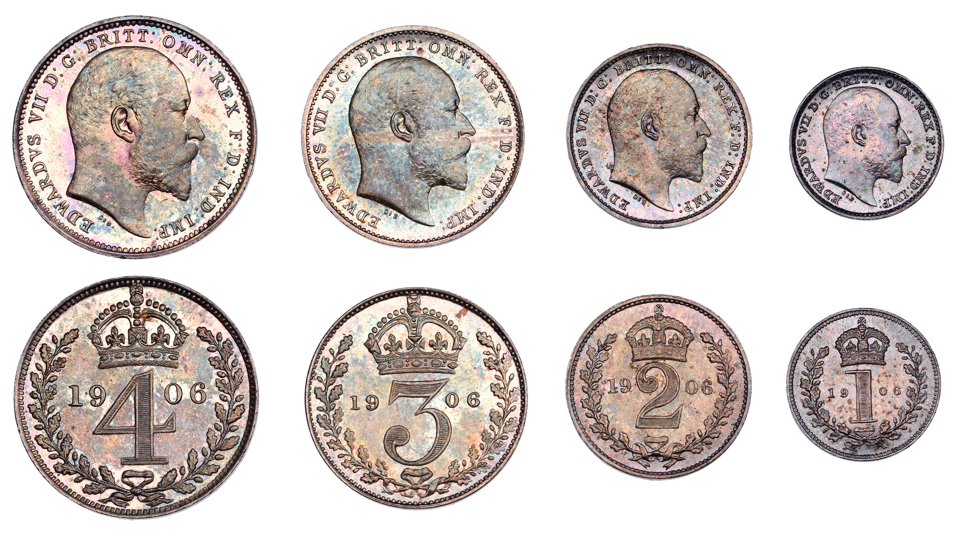 Edward VII (1901-1910), Maundy Set, 1906 (ESC 3612; S 3985) [4]. Prettily