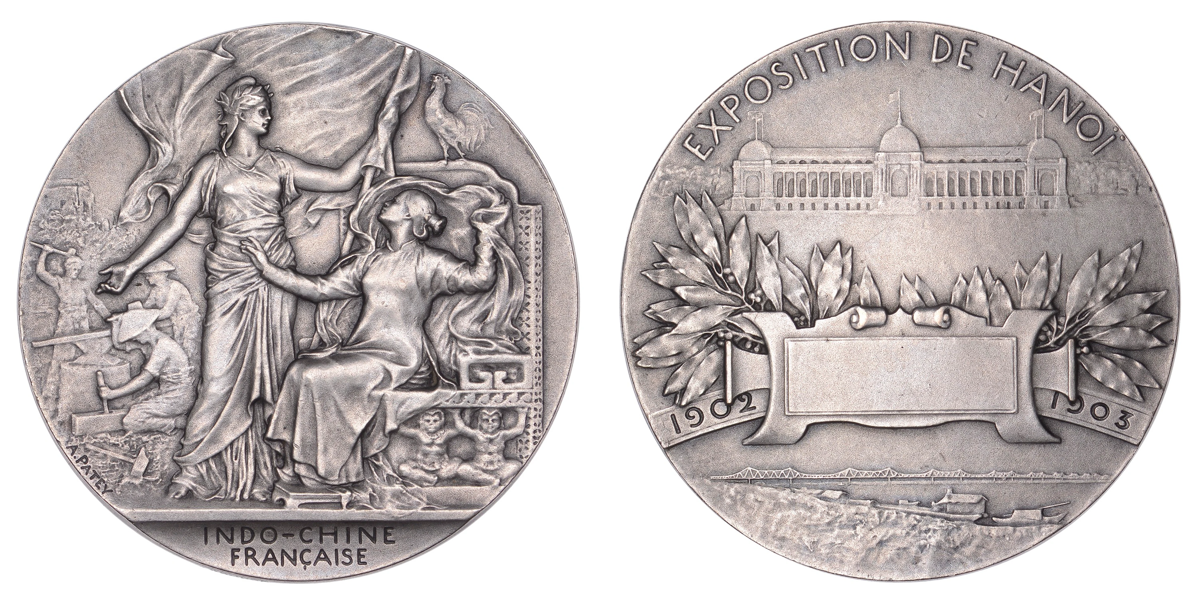 FRENCH INDO-CHINA, Exposition de Hanoï, 1902-3, a plated bronze award