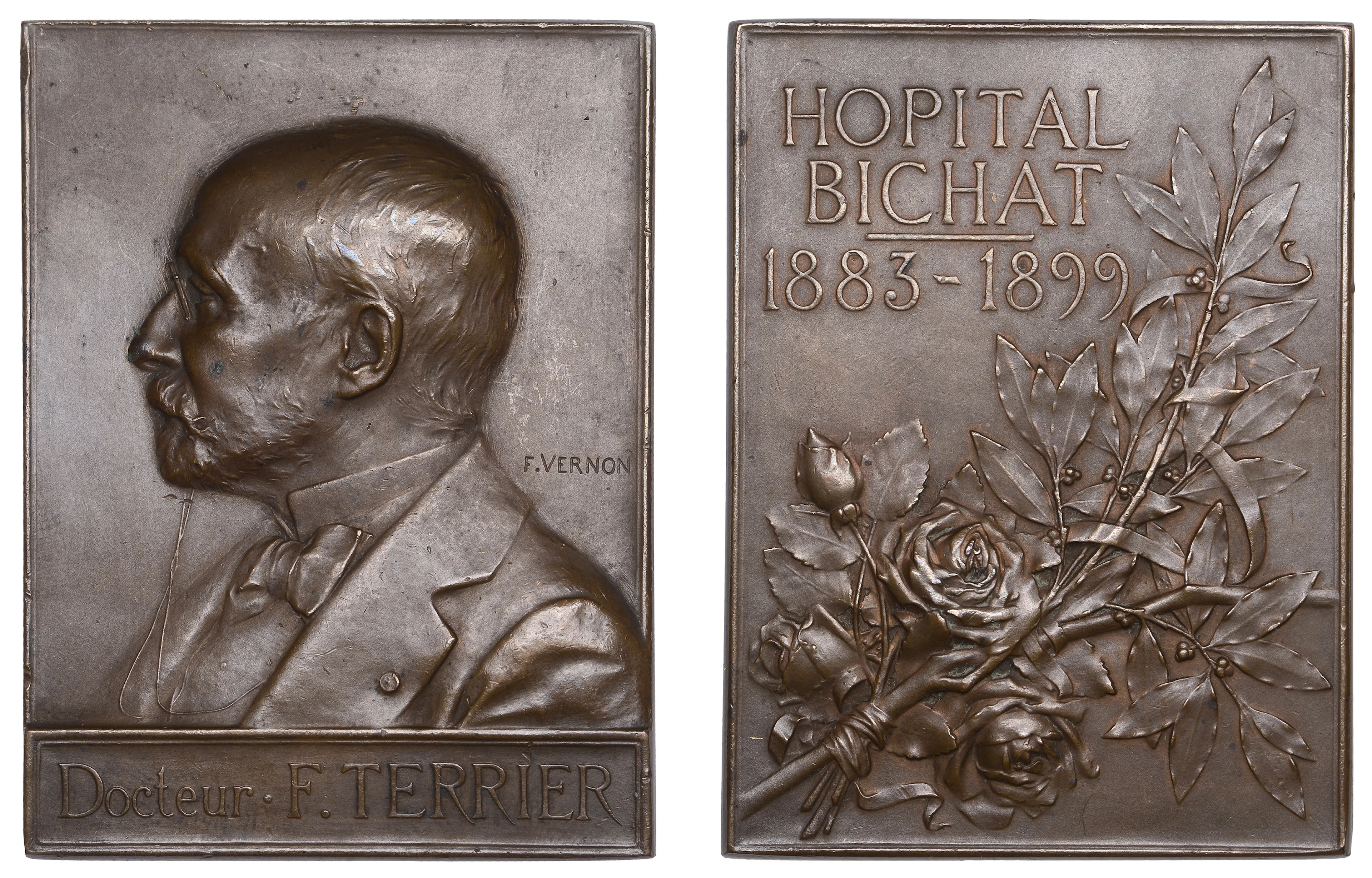 FRANCE, Félix Terrier, 1899, a bronze plaque by F.-C.-V. de Vernon