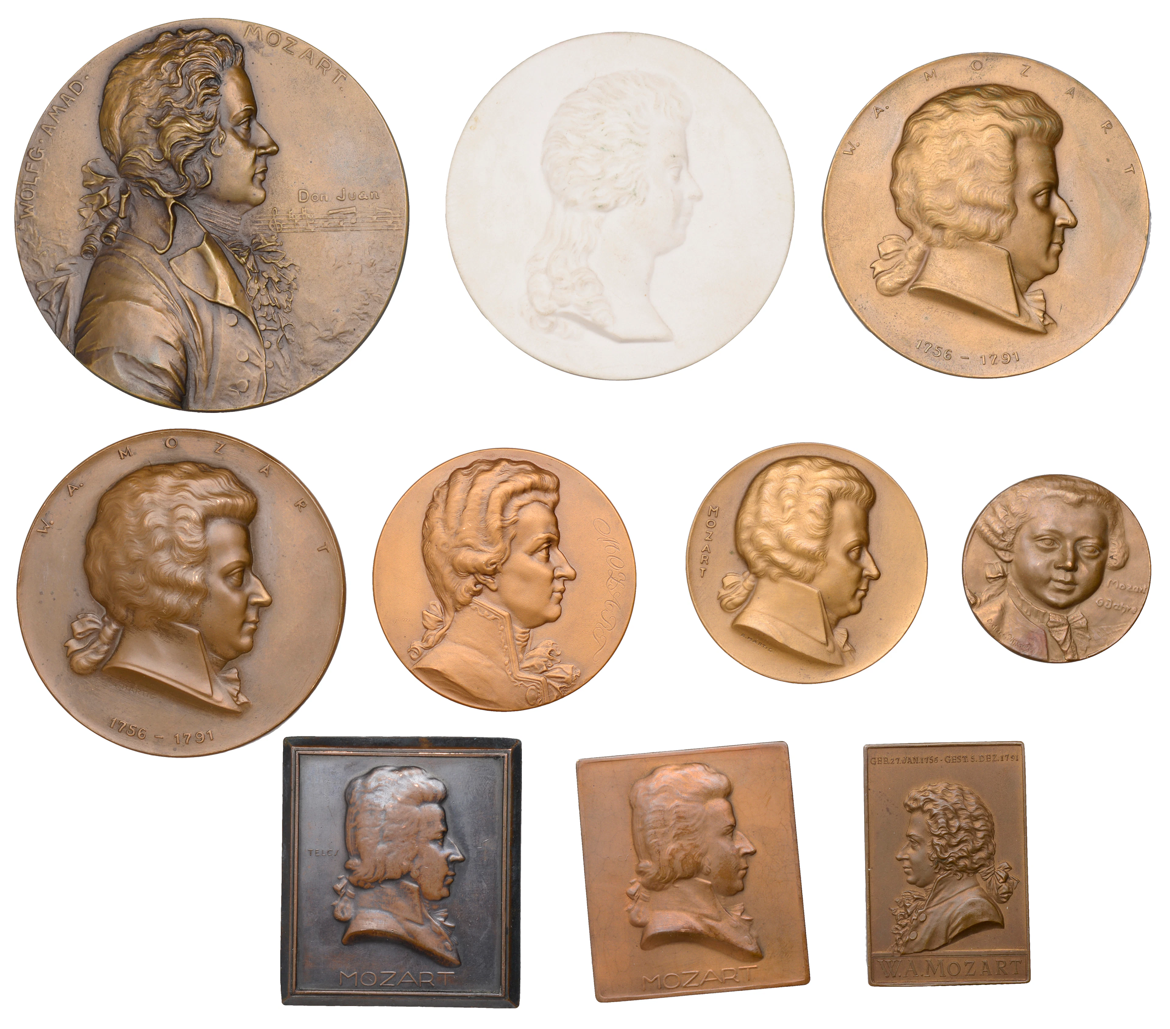 Austria, Wolfgang Amadeus Mozart, undated, a bronze medal by A. Hartig