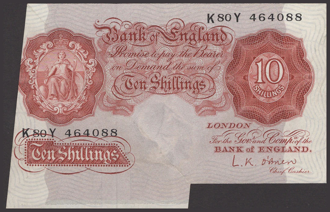 ERROR: Bank of England, Leslie K. O’Brien, 10 Shillings, 21 November