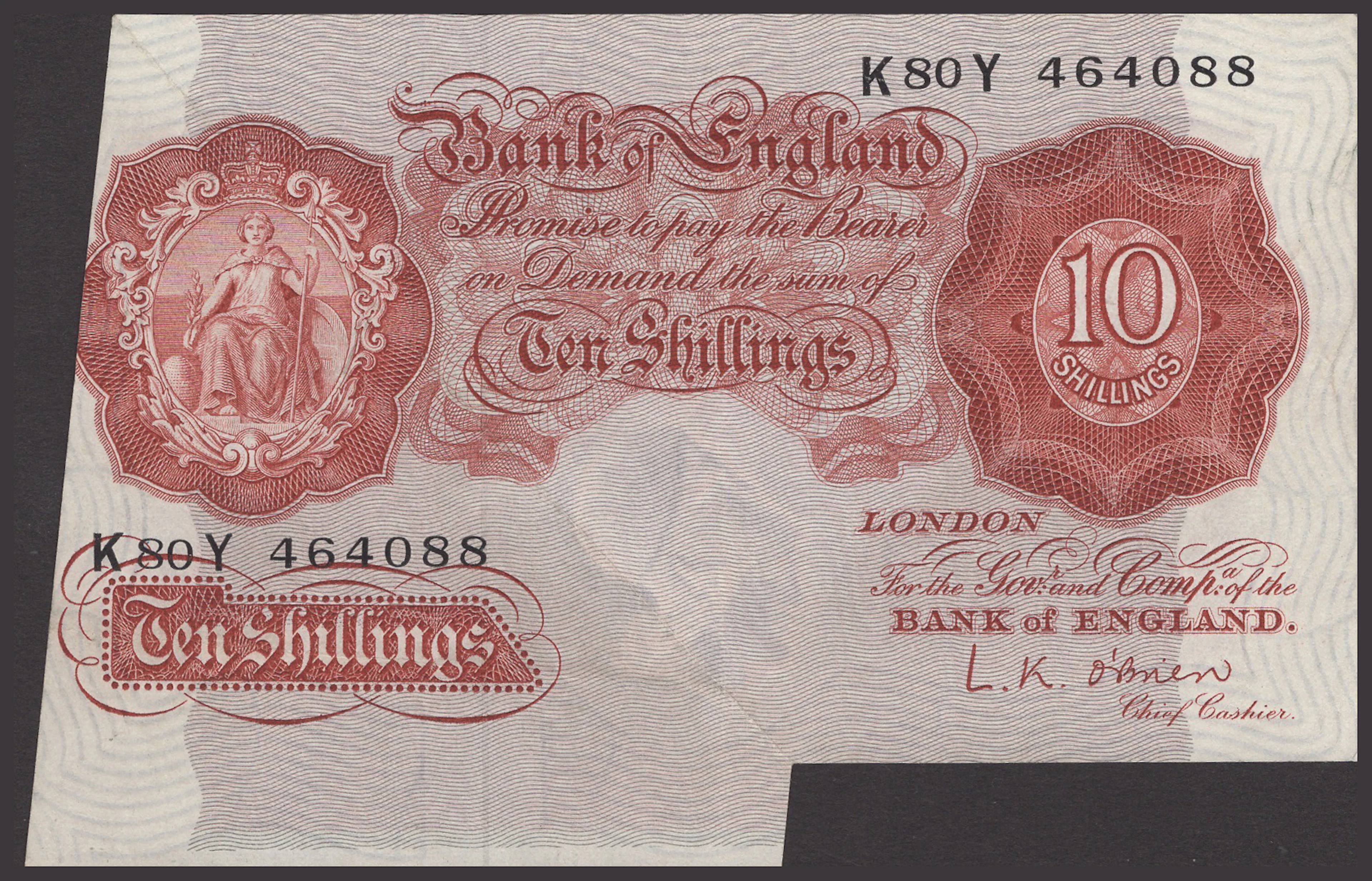 ERROR: Bank of England, Leslie K. O’Brien, 10 Shillings, 21 November