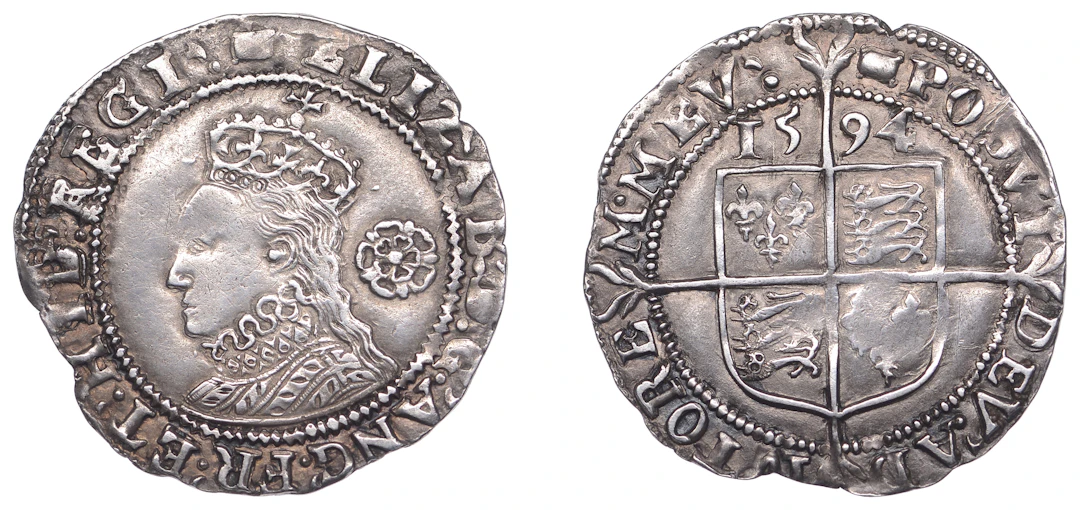 Elizabeth I (1558-1603), Sixth issue, Sixpence, 1594, mm. woolpack