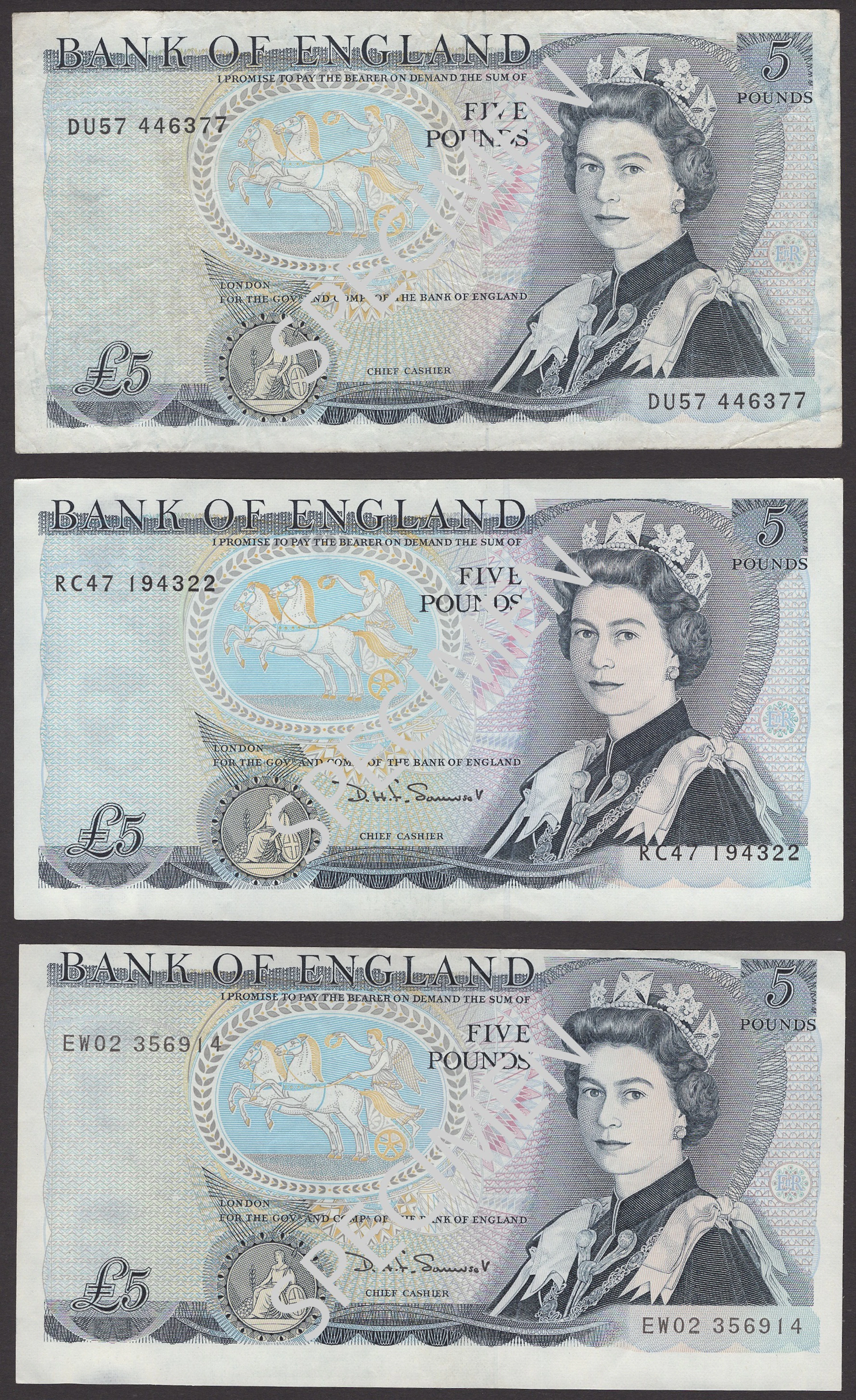 ERROR: Bank of England, David H. F. Somerset, £5 (3), 1980, prefixes