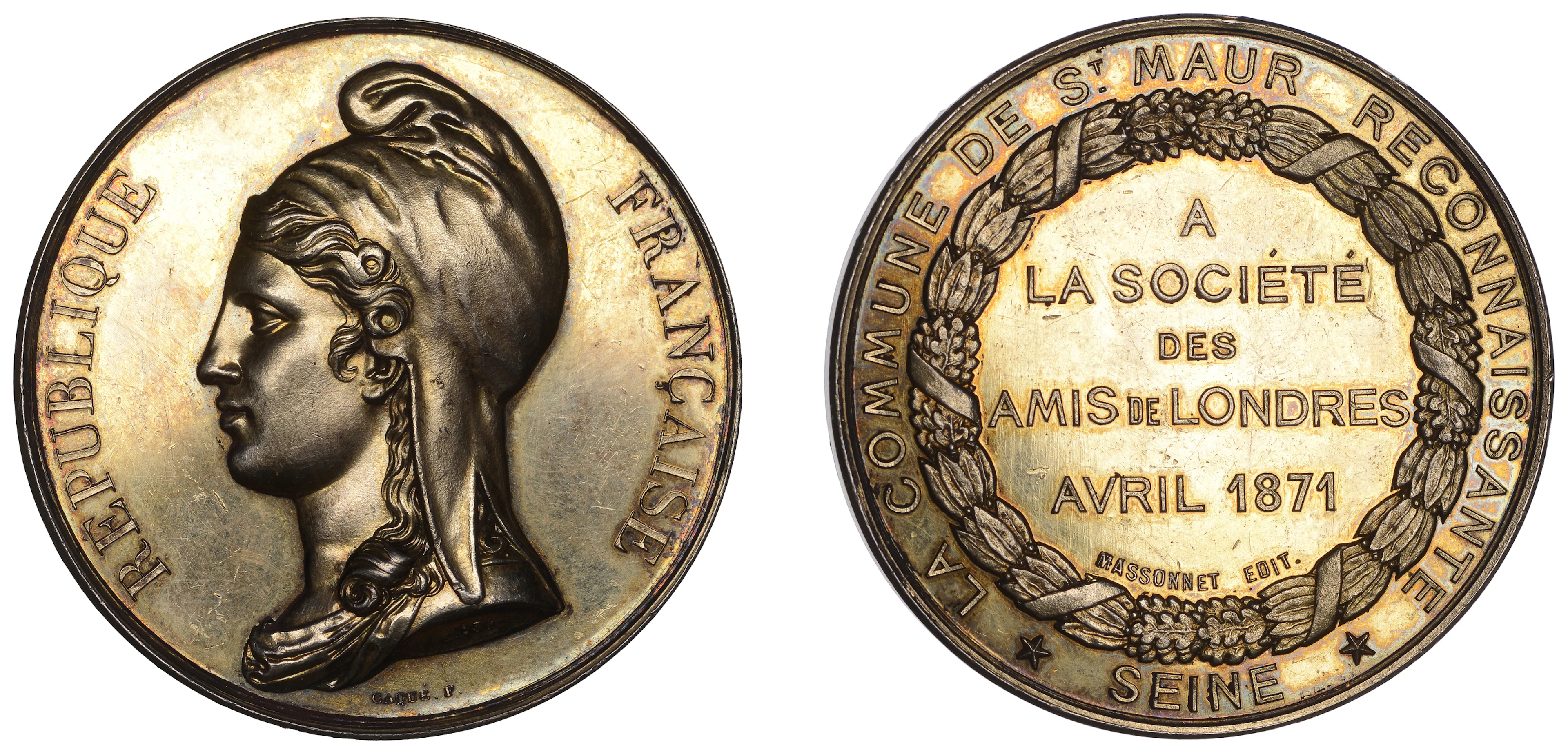 FRANCE/ENGLAND, République Française/Siège de Paris, 1834, a silver-gilt