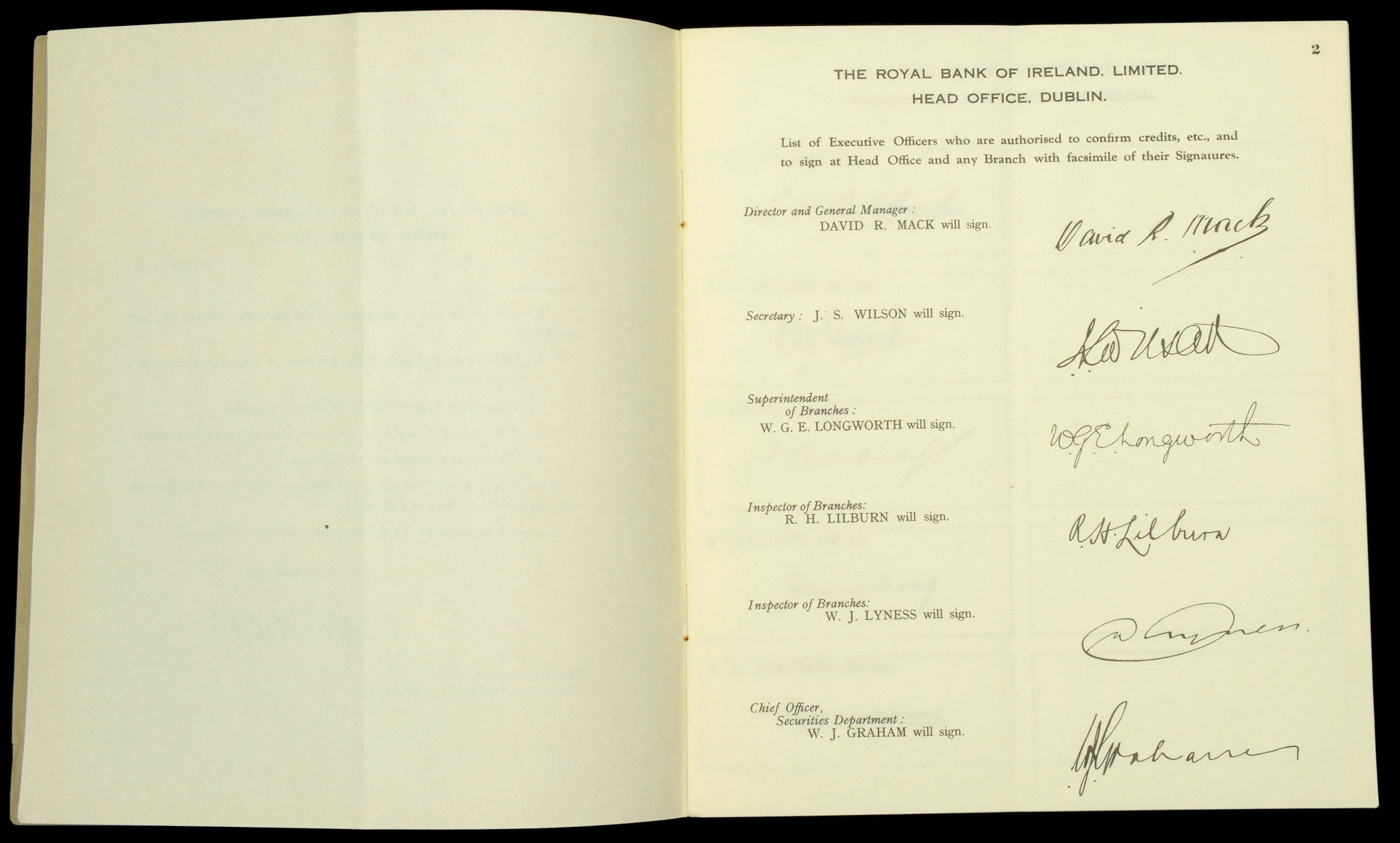 Royal Bank of Ireland, an official booklet of ‘Facsimile Specimen