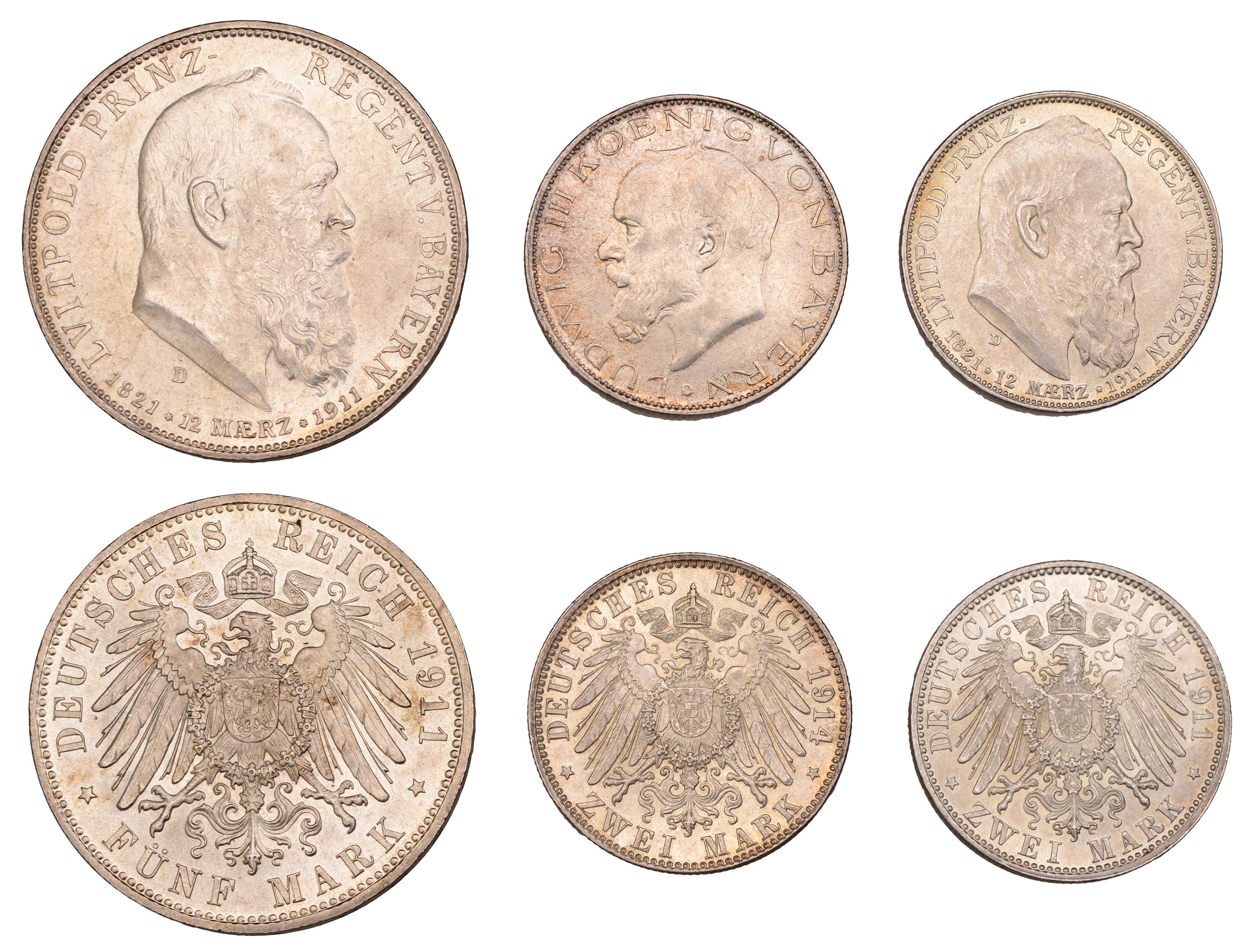 Germany, Bavaria, Ludwig III, 3 Mark, 1914d, Munich (J 52; KM 1005);
