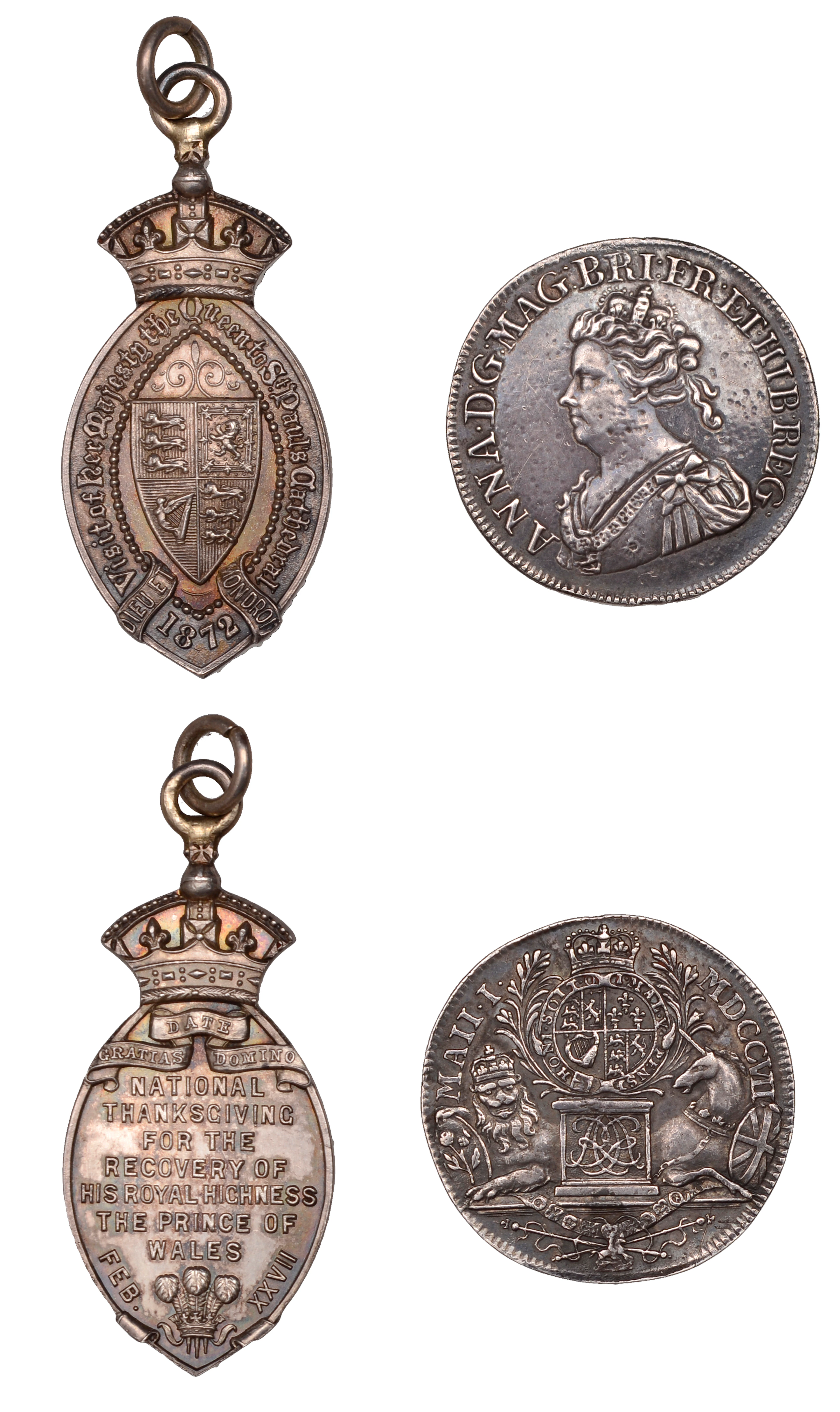 Union of England and Scotland, 1707, a silver medalet, unsigned, bust
