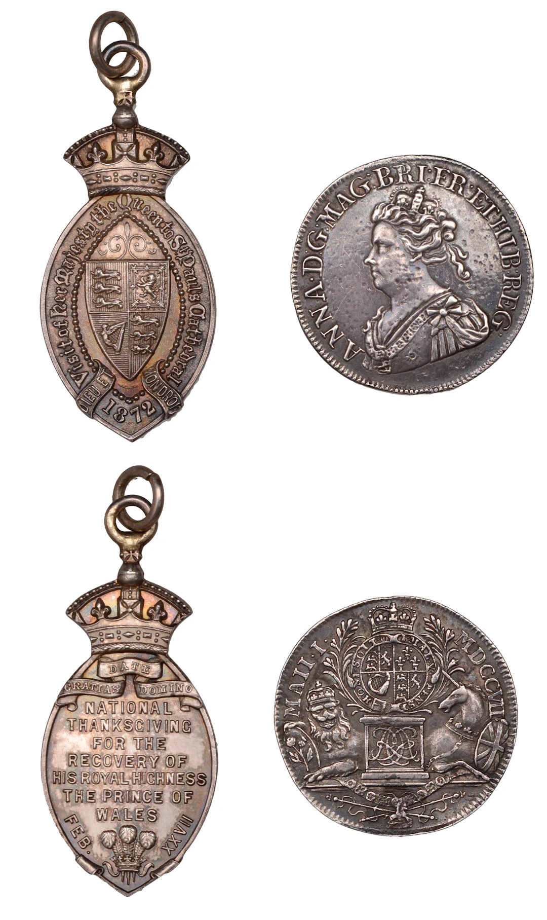 Union of England and Scotland, 1707, a silver medalet, unsigned, bust