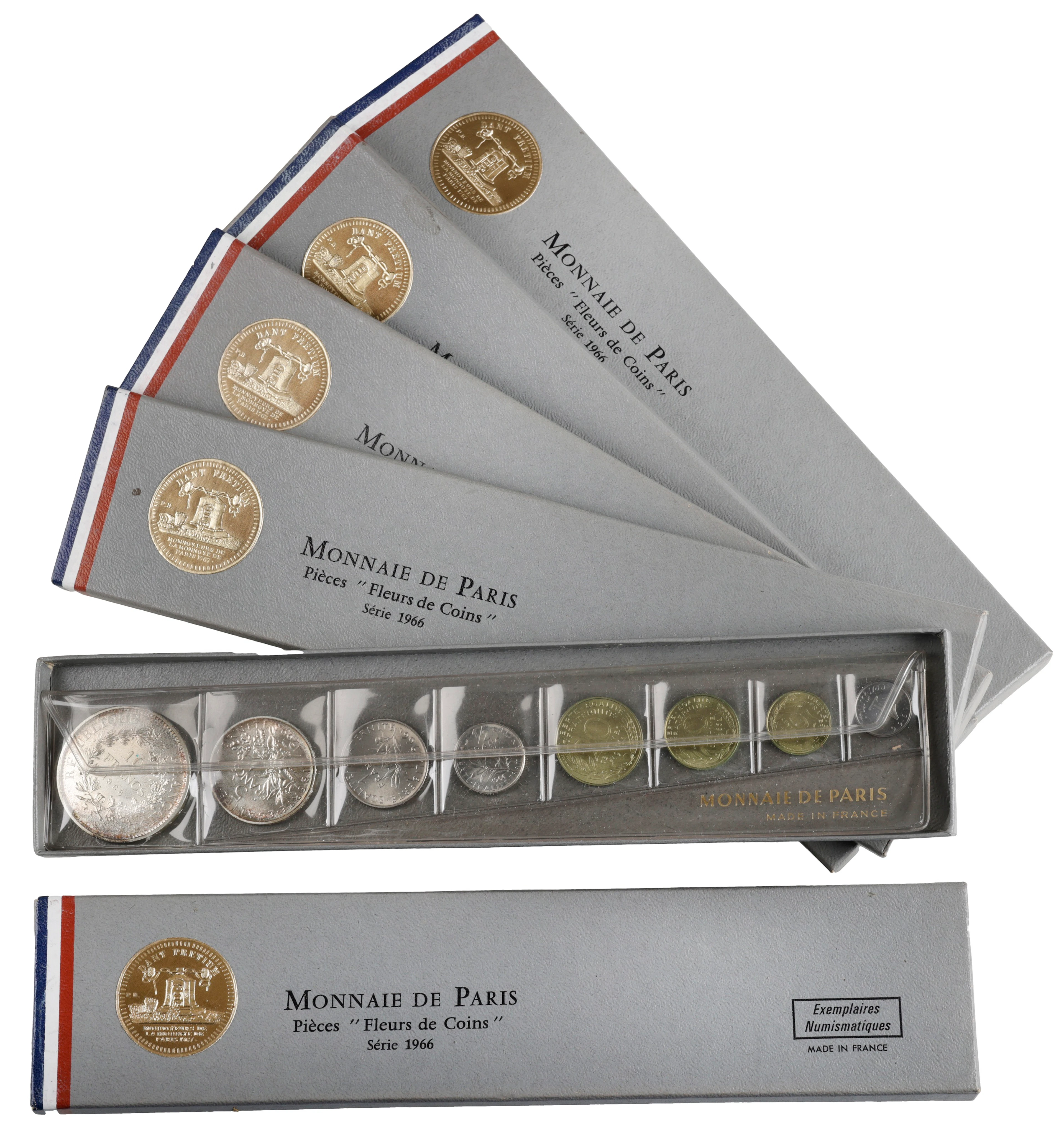 France, Fifth Republic, specimen Sets (5), all 1967, comprising 10