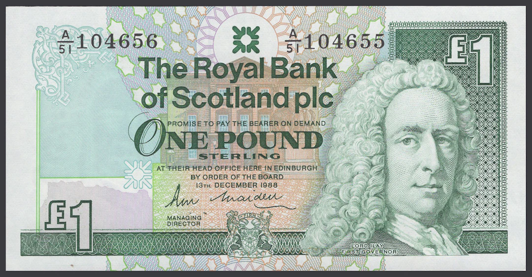 ERROR: Royal Bank of Scotland PLC, £1, 13 December 1988, mismatched