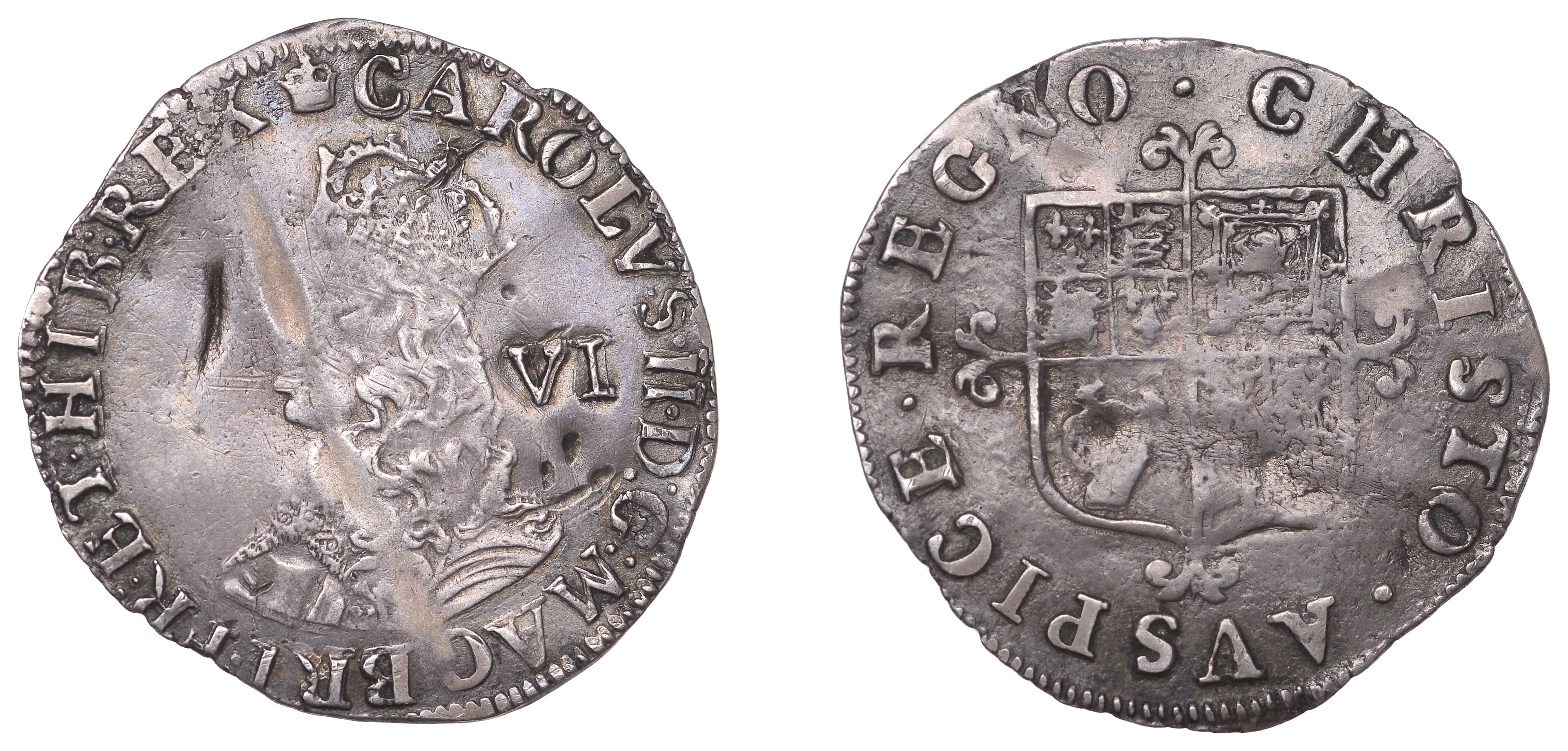 Charles II (1660-1685), First hammered issue, Sixpence, mm. crown