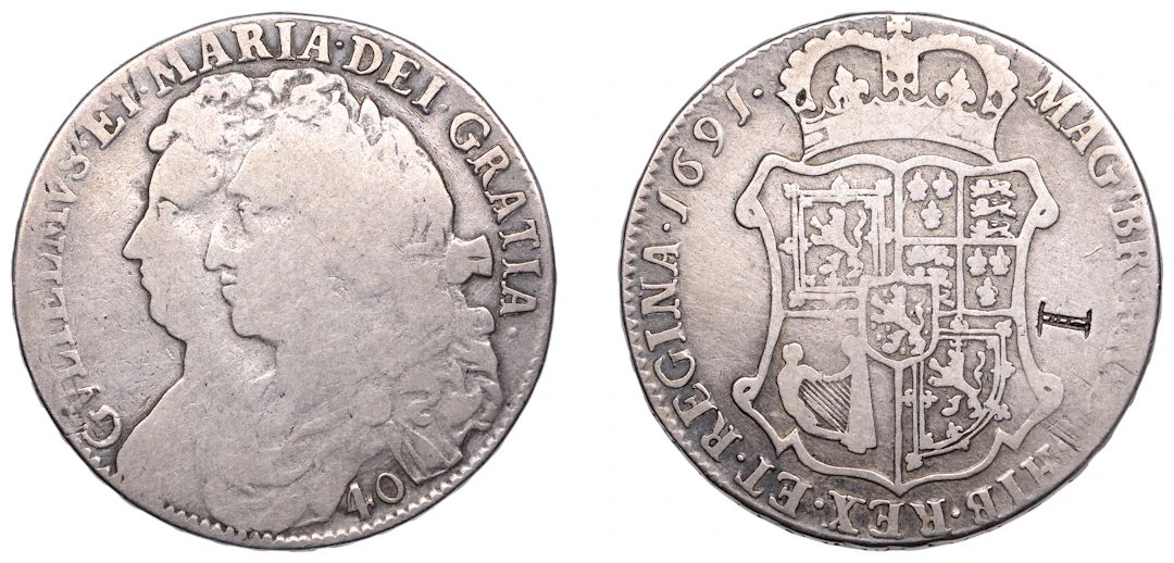Scotland, William and Mary, Forty Shillings, 1691, edge tertio, 18.01g/12h