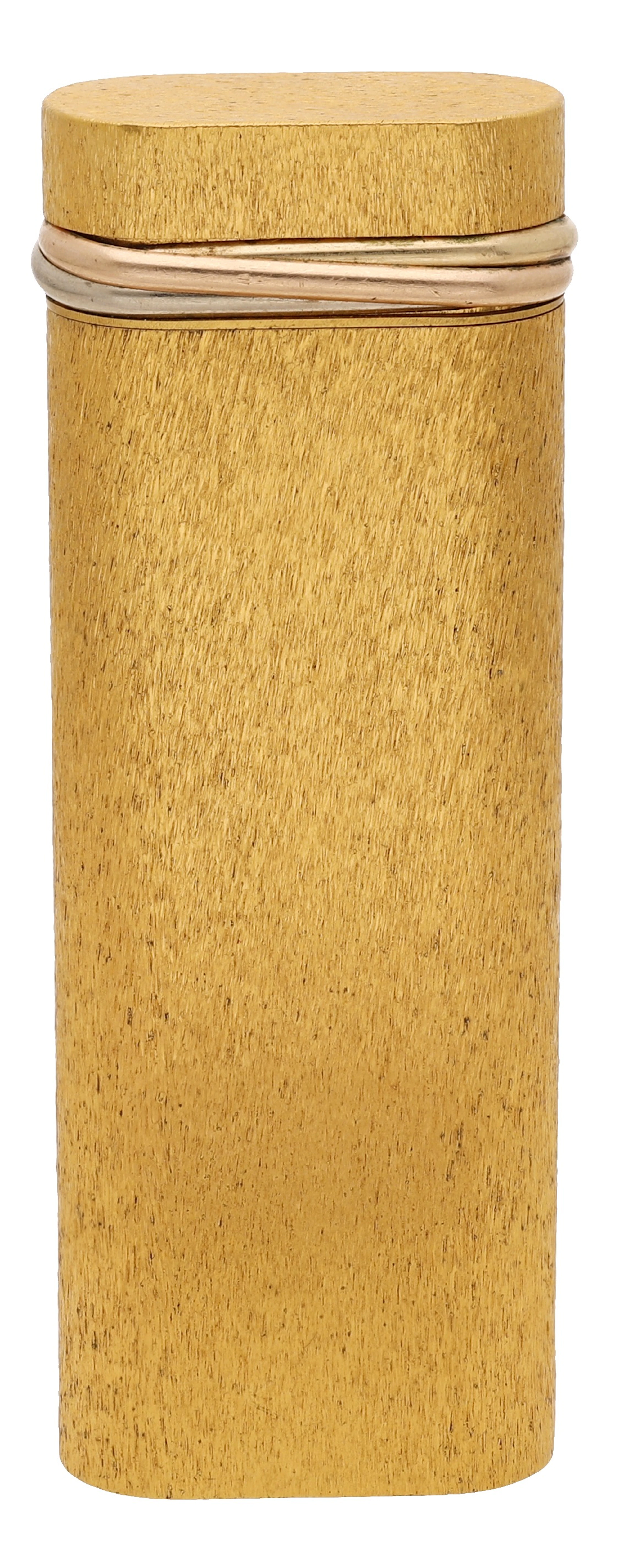 A gold plated ‘Trinity’ lighter by Cartier, of flattened cylindrical