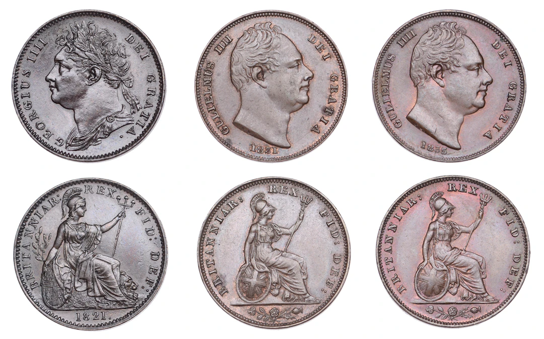 George IV, Farthing, 1821 (S 3822); William IV, Farthings (2), 1831