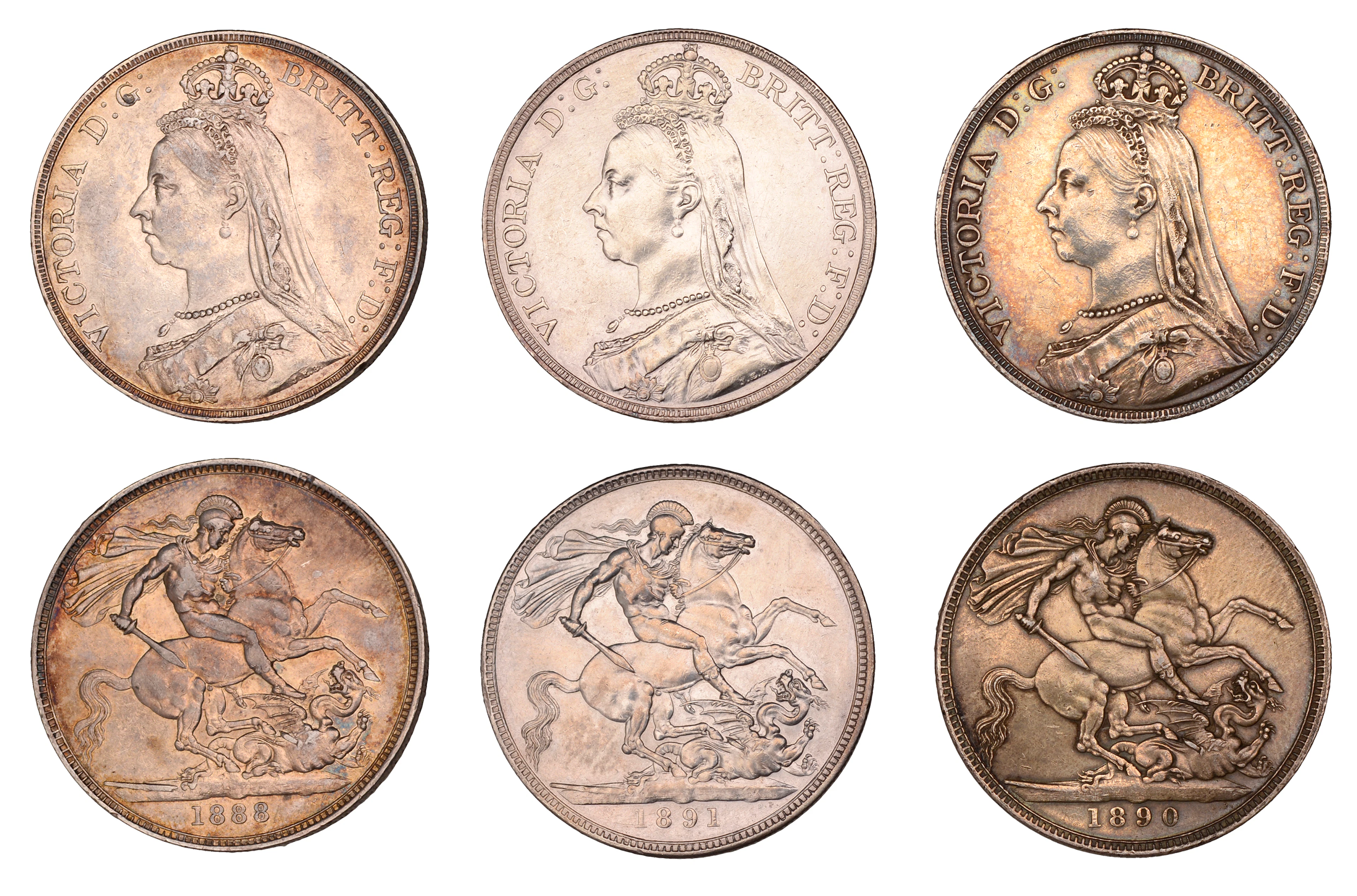 Victoria, Crowns (3), 1888, wide date, 1890, 1891 (ESC 2588, 2590