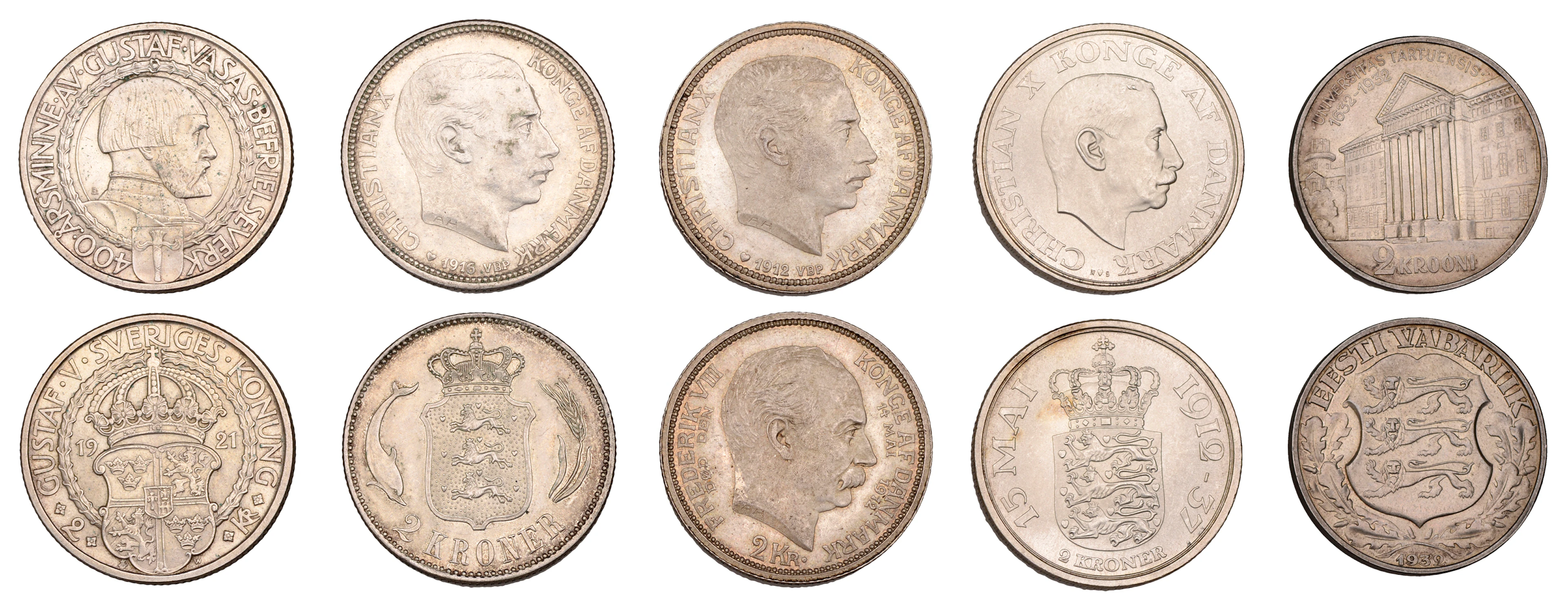 Miscellaneous, DENMARK, Christian X, 2 Kroner (3), 1912, Death and