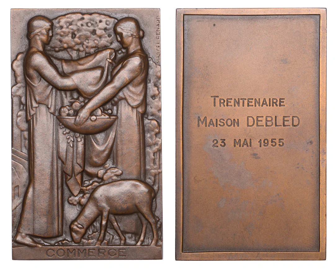 FRANCE, Échange [Exchange], 1931, an Art Déco uniface bronze plaque
