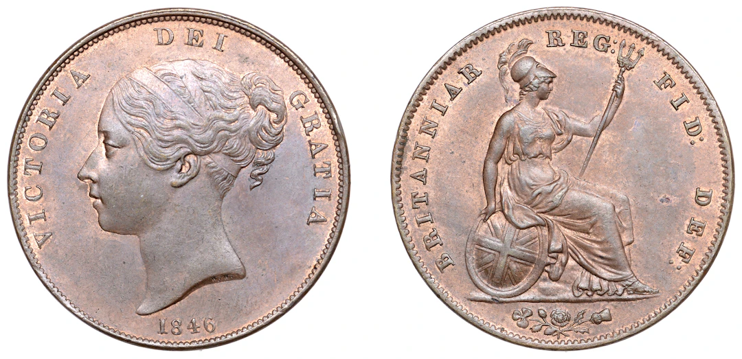 Victoria (1837-1901), Penny, 1846, close colon (BMC 1491; S 3948).