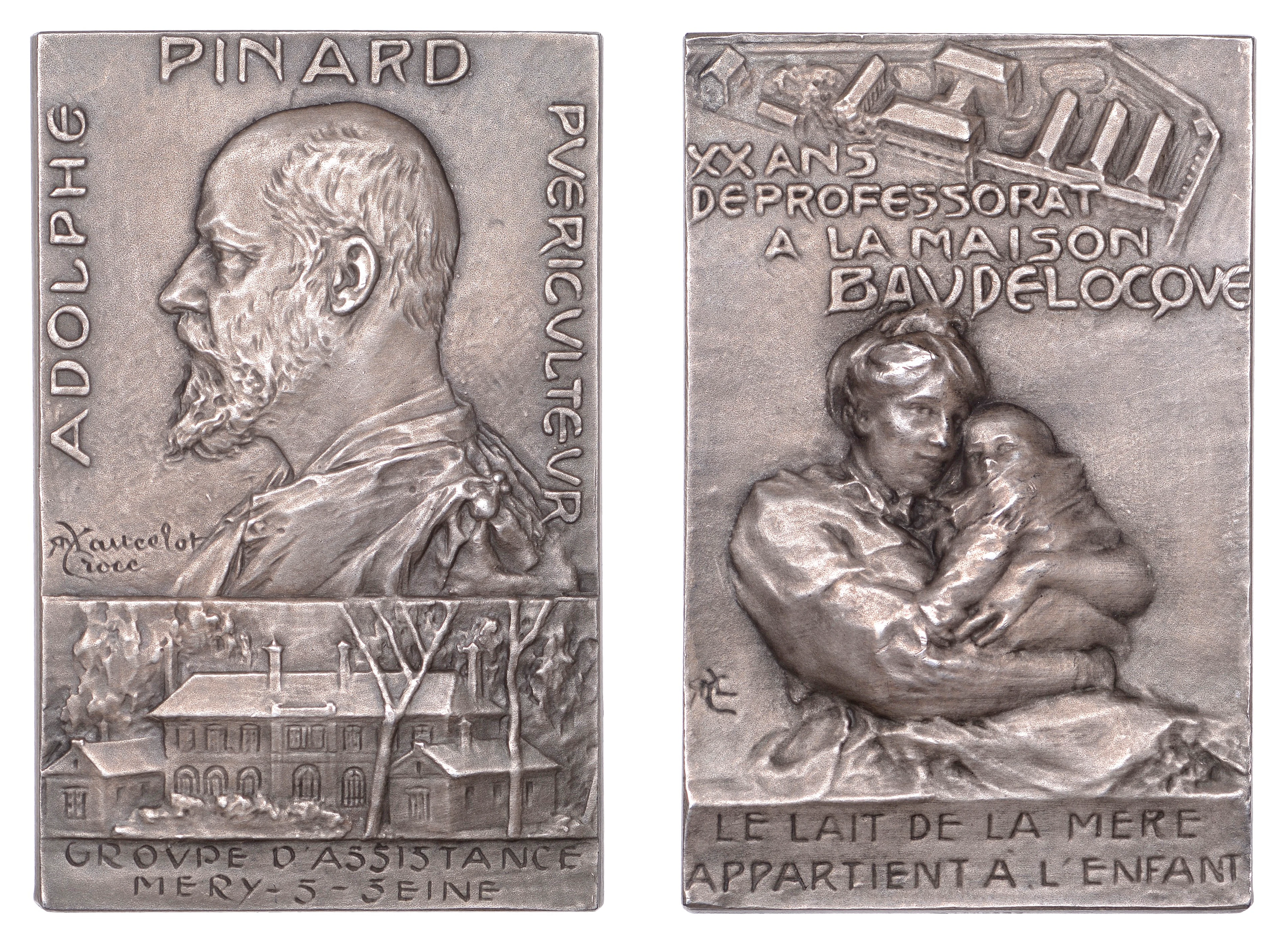 FRANCE, Adolphe Pinard, c. 1905, a silver plaque by Marcelle Lancelot-Croce
