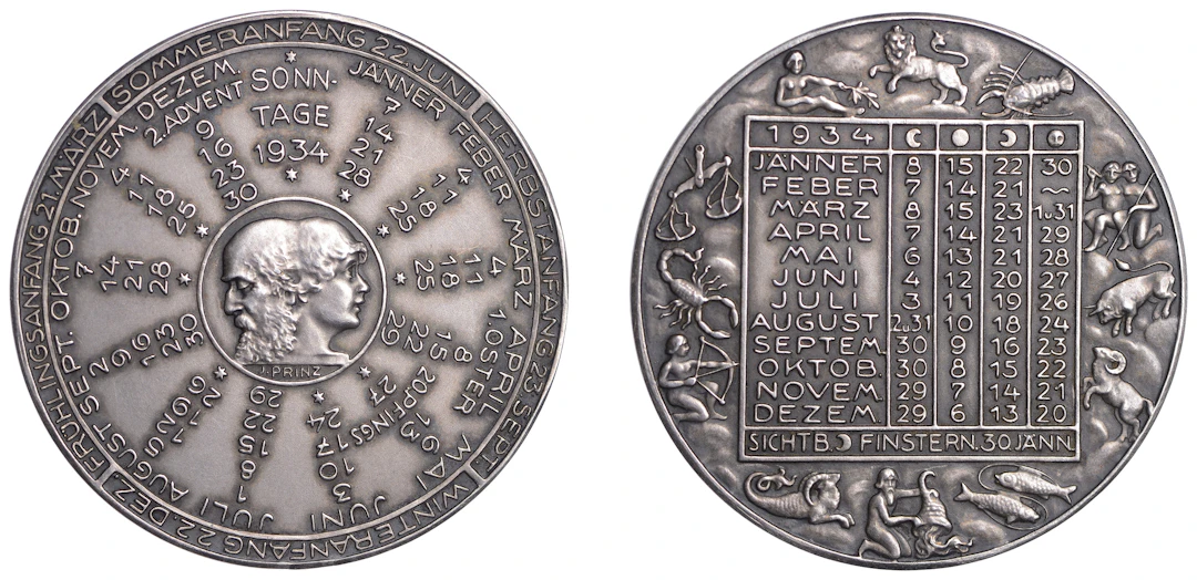 AUSTRIA, Kalendermedaille 1934 [Calendar Medal], a silver medal by
