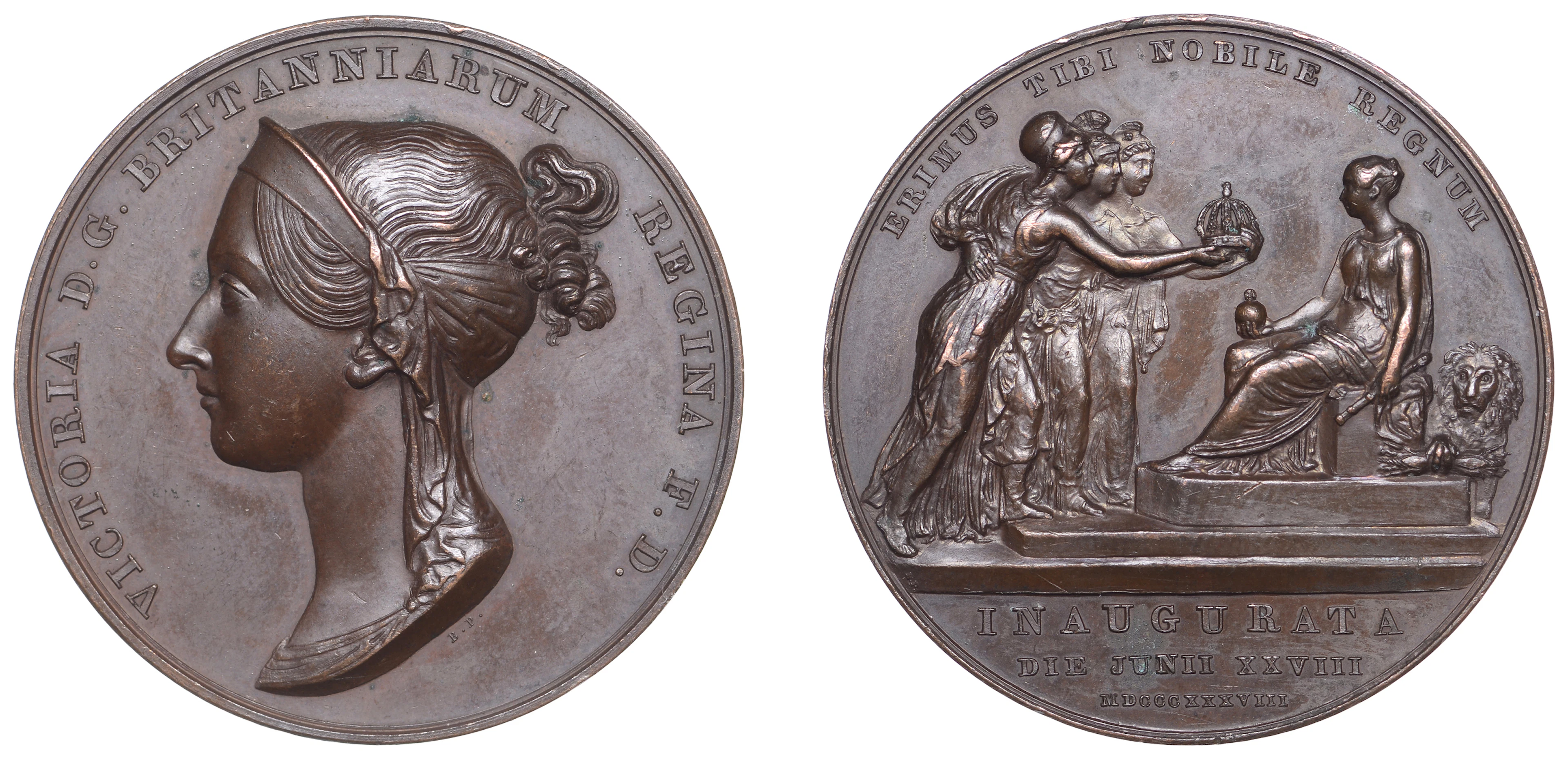 Victoria, Coronation, 1838, a copper medal by B. Pistrucci, diademed