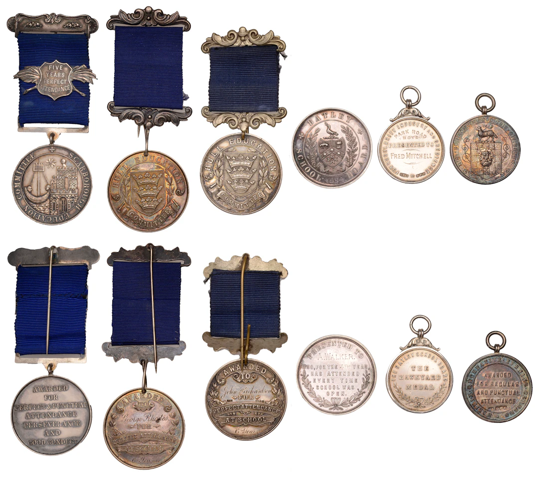 Great Britain, YORKSHIRE, Batley School Board, silver attendance medals