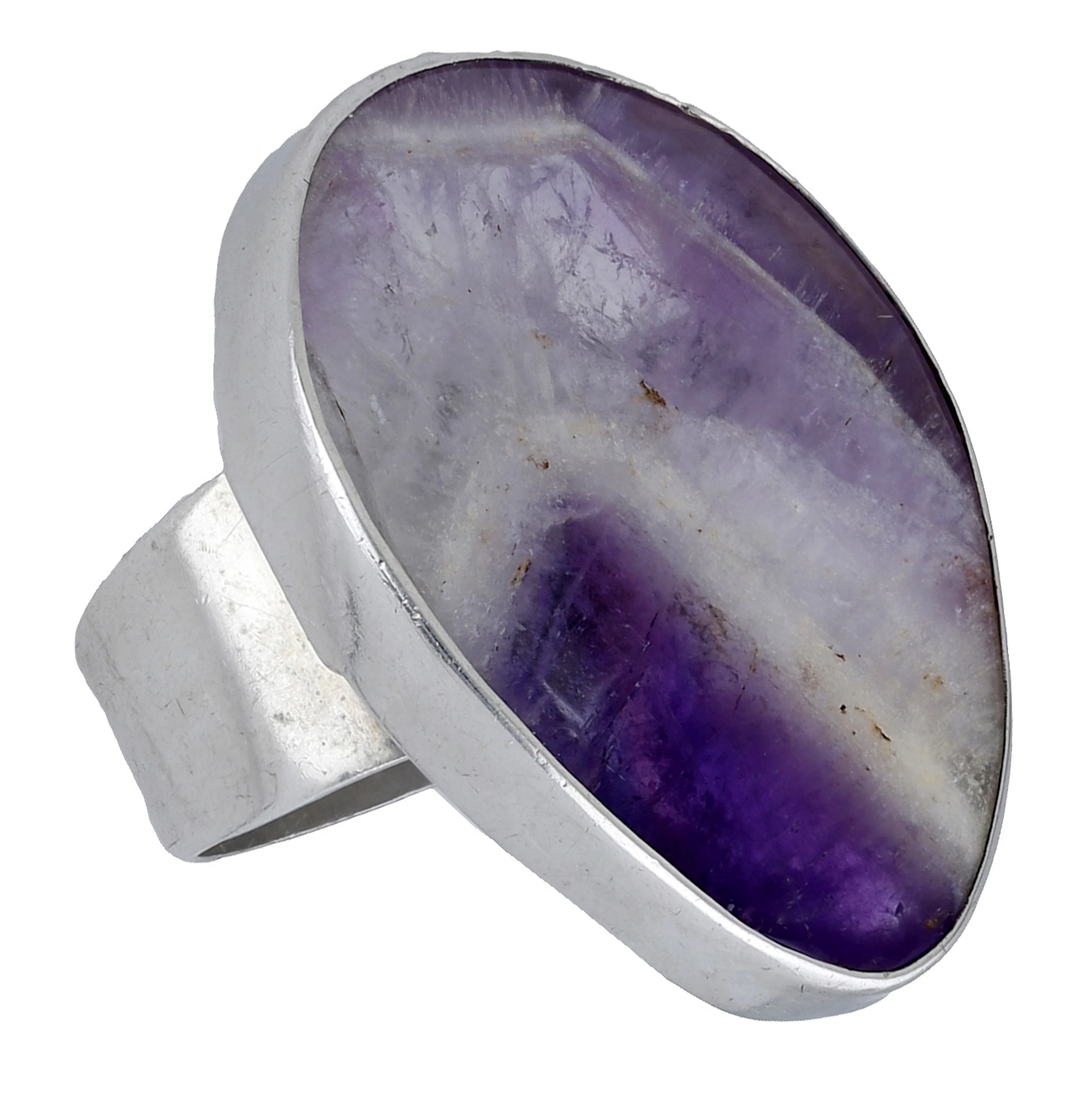 A silver fluorite ring by Barbara Cartlidge, 1970, the polished fluorite