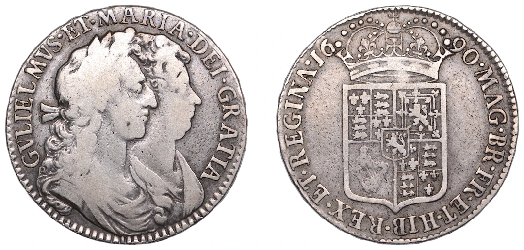 William and Mary (1688-1694), Halfcrown, 1690, second shield, without