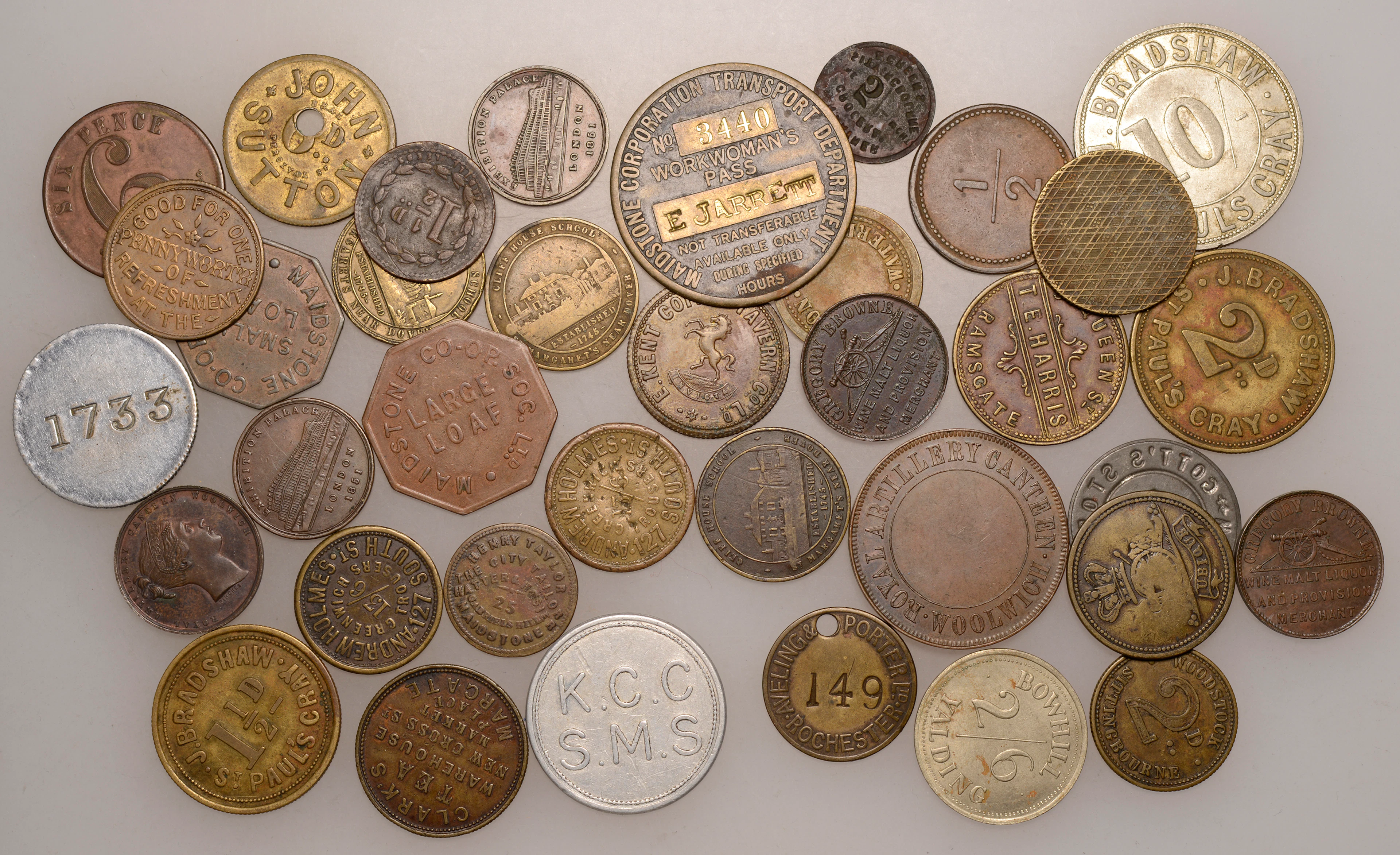 Miscellaneous Tokens and Checks, KENT, Greenwich, Andrew Holmes, brass