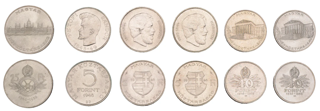 Hungary, Republic, 25 Forint, 1956, 10 Forint (2), both 1956, 5 Forint