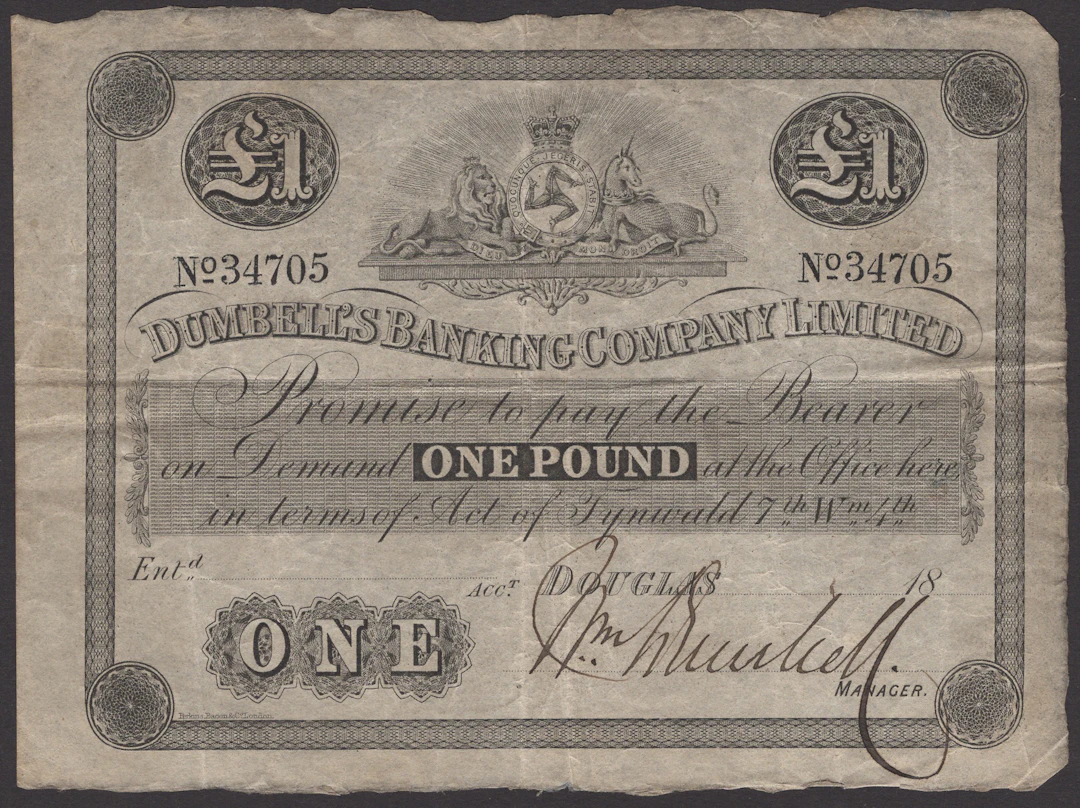 Dumbells Banking Company Ltd, part-issued £1, 18- (1875-8), serial