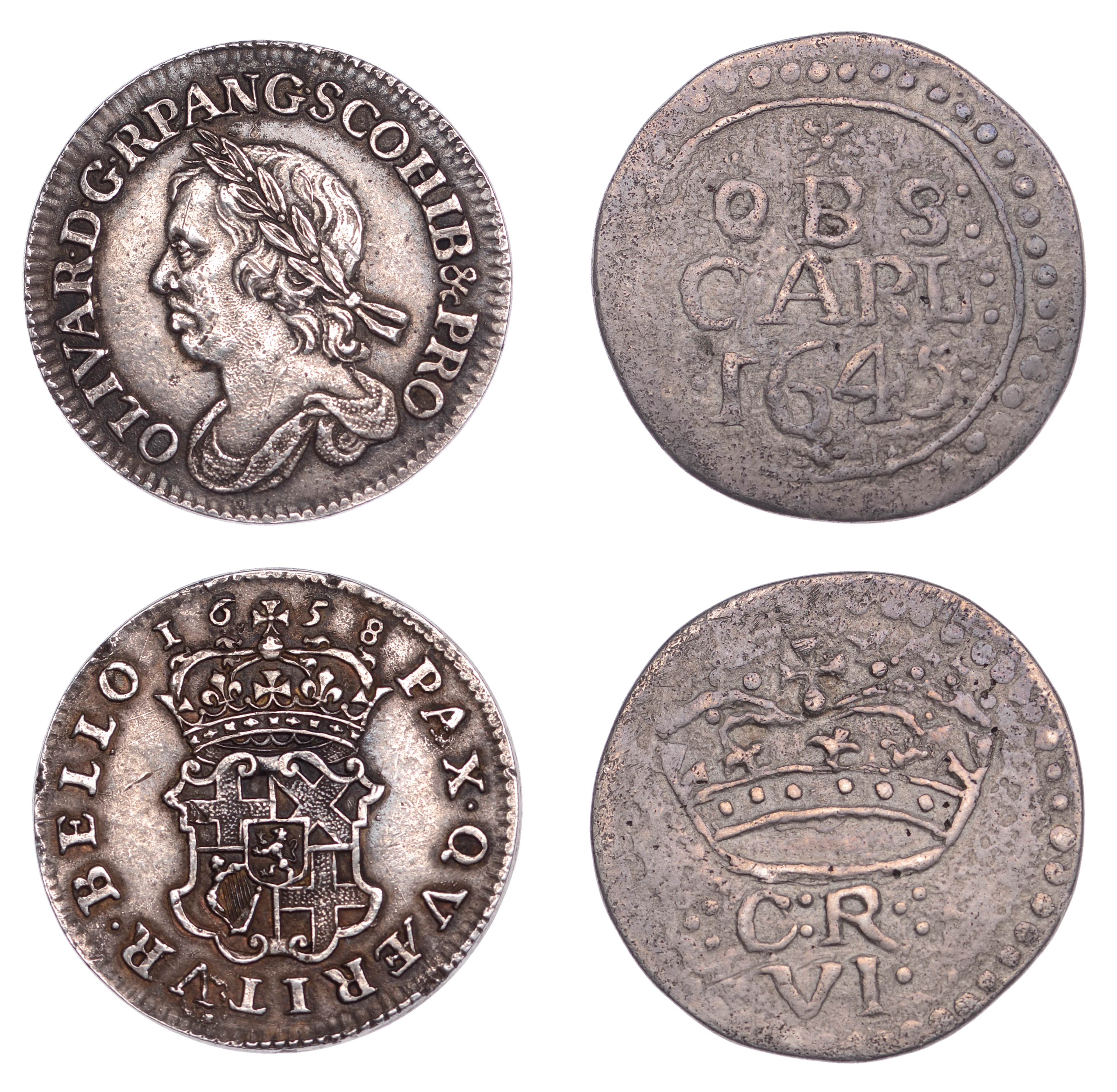 Cromwell, Sixpence, 1658, an electrotype copy after the original J.S.