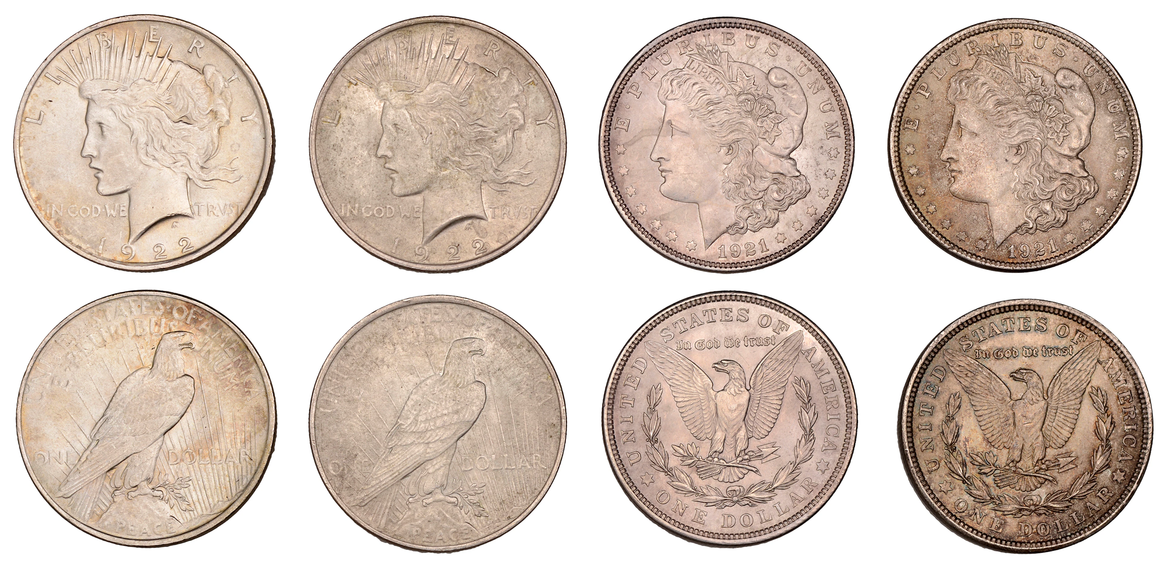 United States of America, Dollars (4), 1921 (2), 1922 (2), all Philadelphia