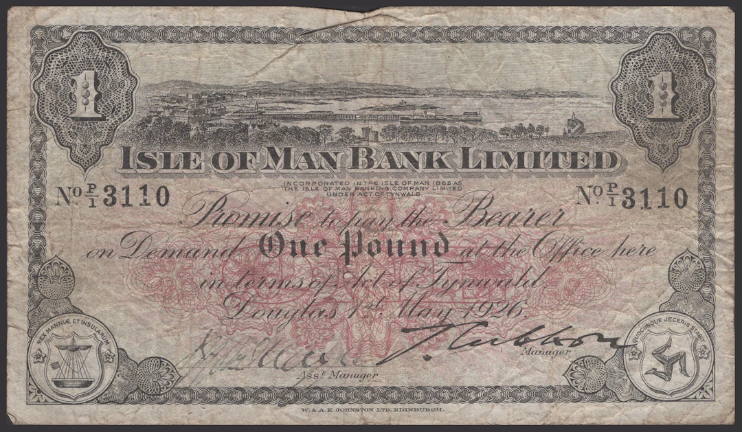Isle of Man Bank Limited, £1, 1 May 1926, serial number P/1 3110