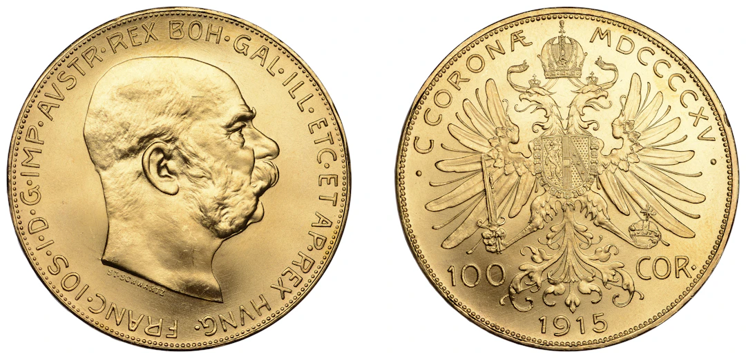 Austria, Franz Joseph I, Restrike 100 Corona, 1915, Vienna (Fr, 507;