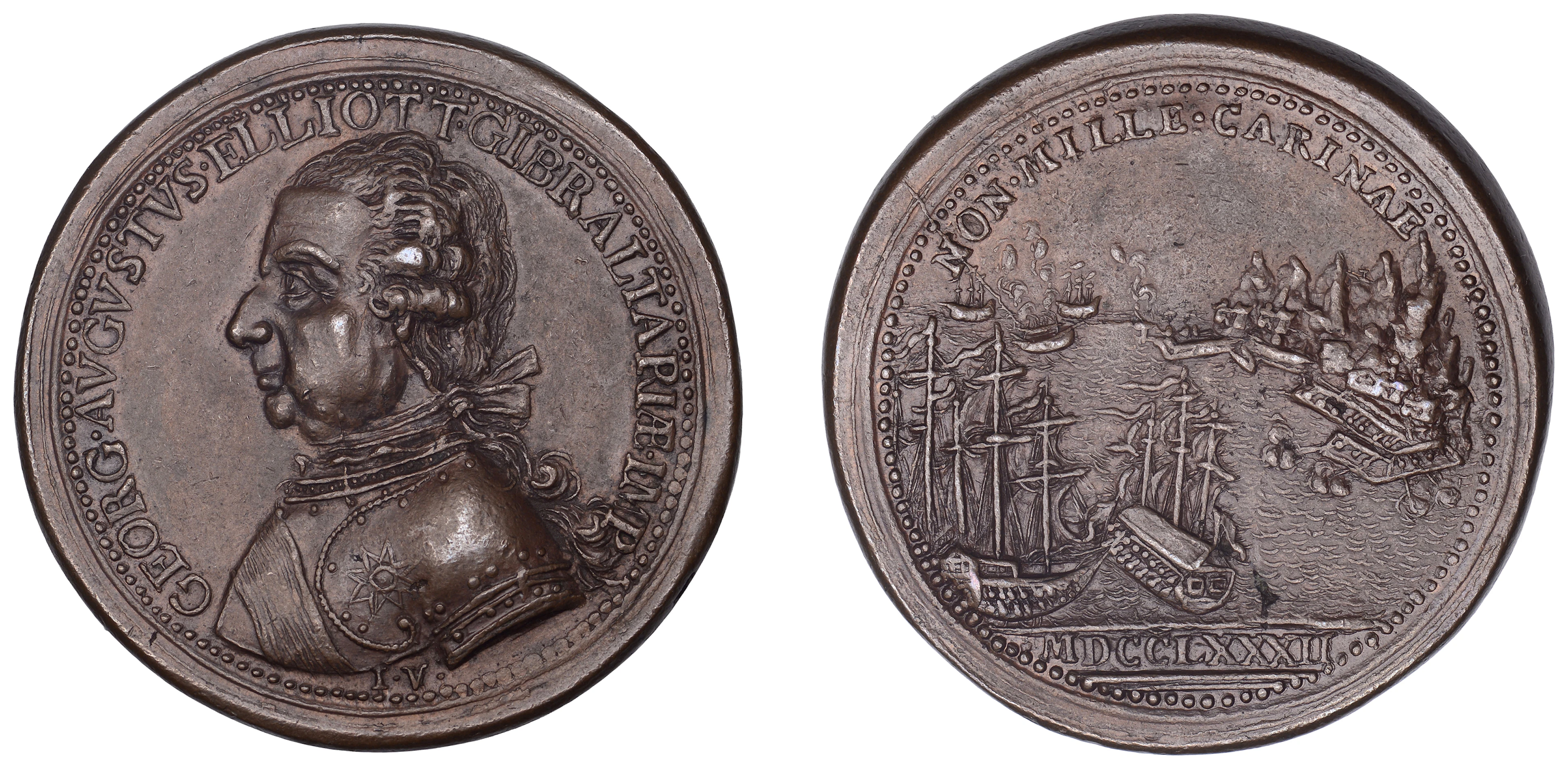 Medallions, George Elliot and the Siege of Gibraltar, 1783, a bronze