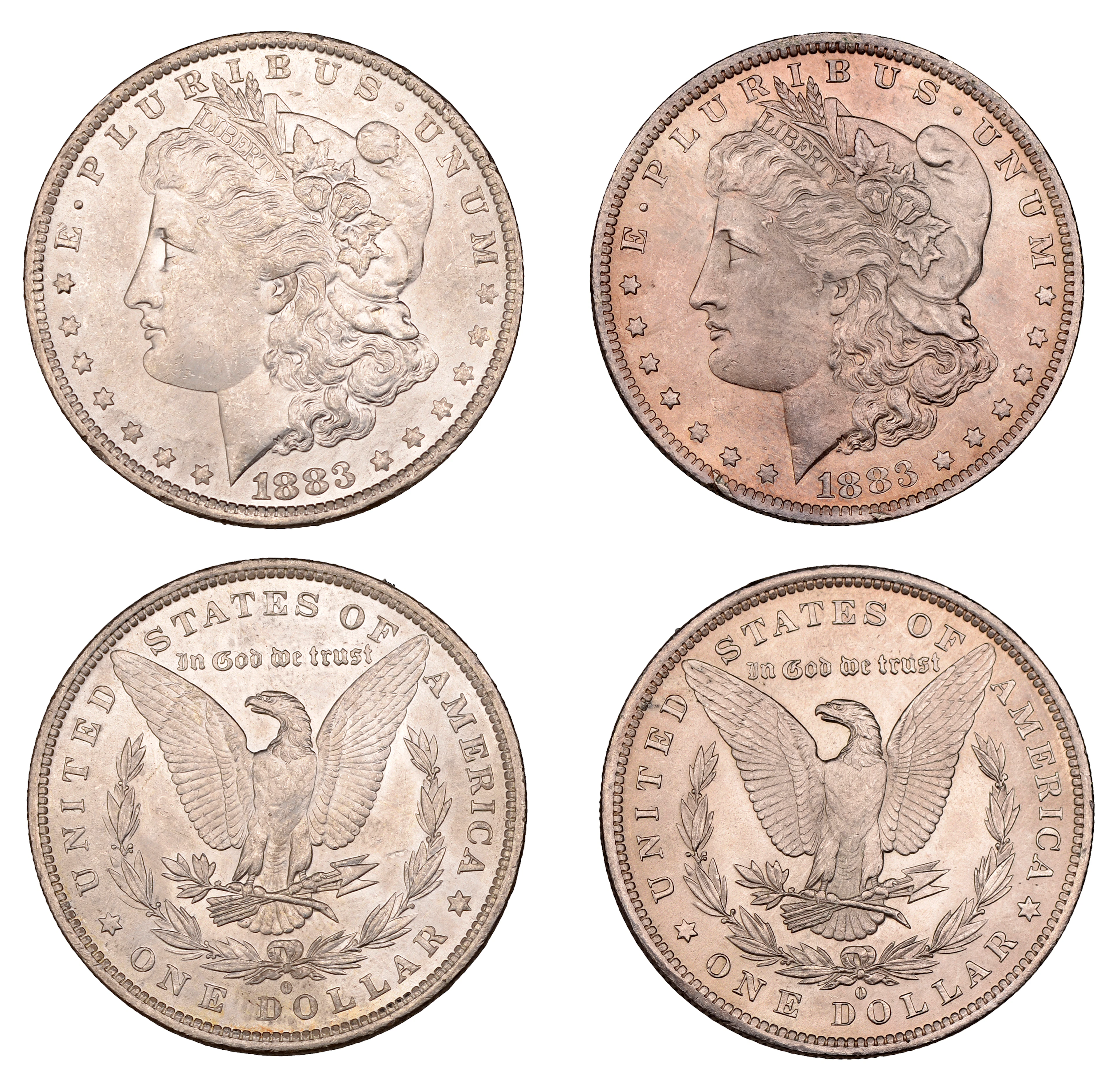 United States of America, Dollars (2), both 1883o, New Orleans (KM