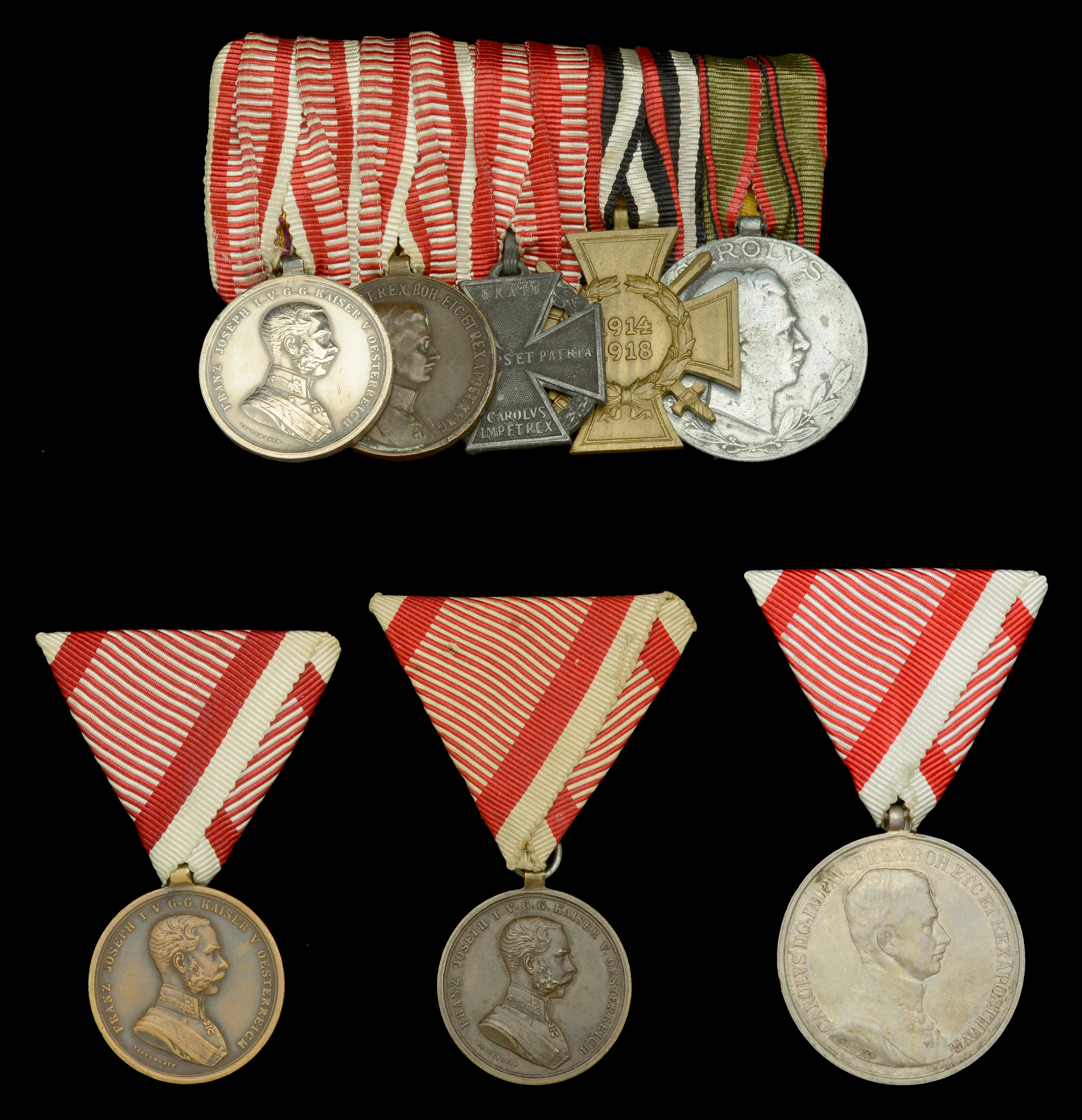 A Great War Austrian group of five Austria, Empire, Bravery Medal