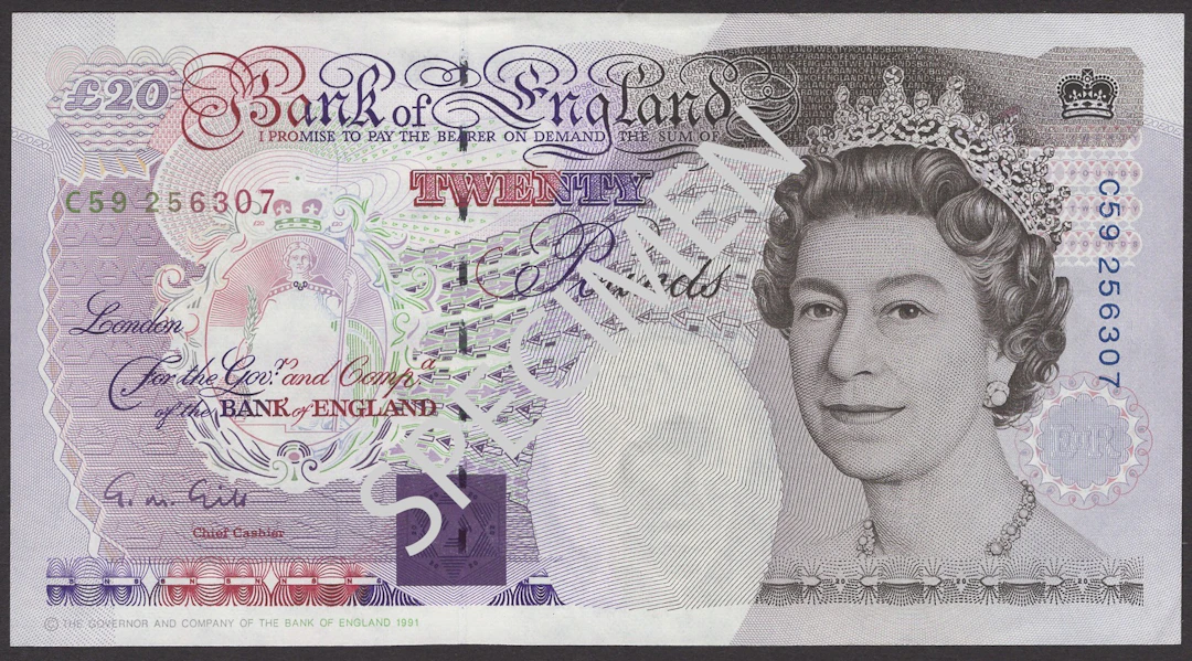 ERROR: Bank of England, George M. Gill, £20, 5 June 1991, serial number