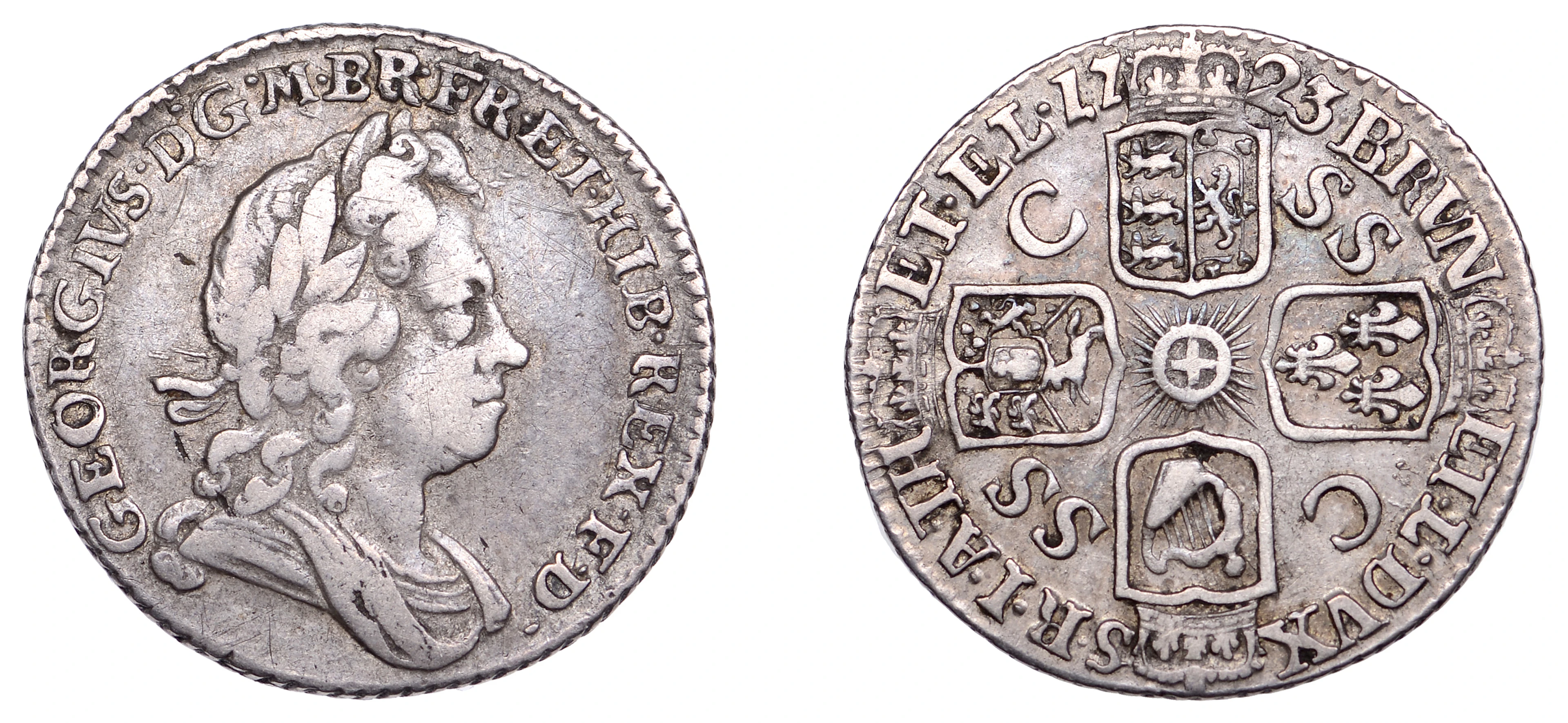 George I (1714-1727), Sixpence, 1723 ssc, larger lettering (ESC 1614;