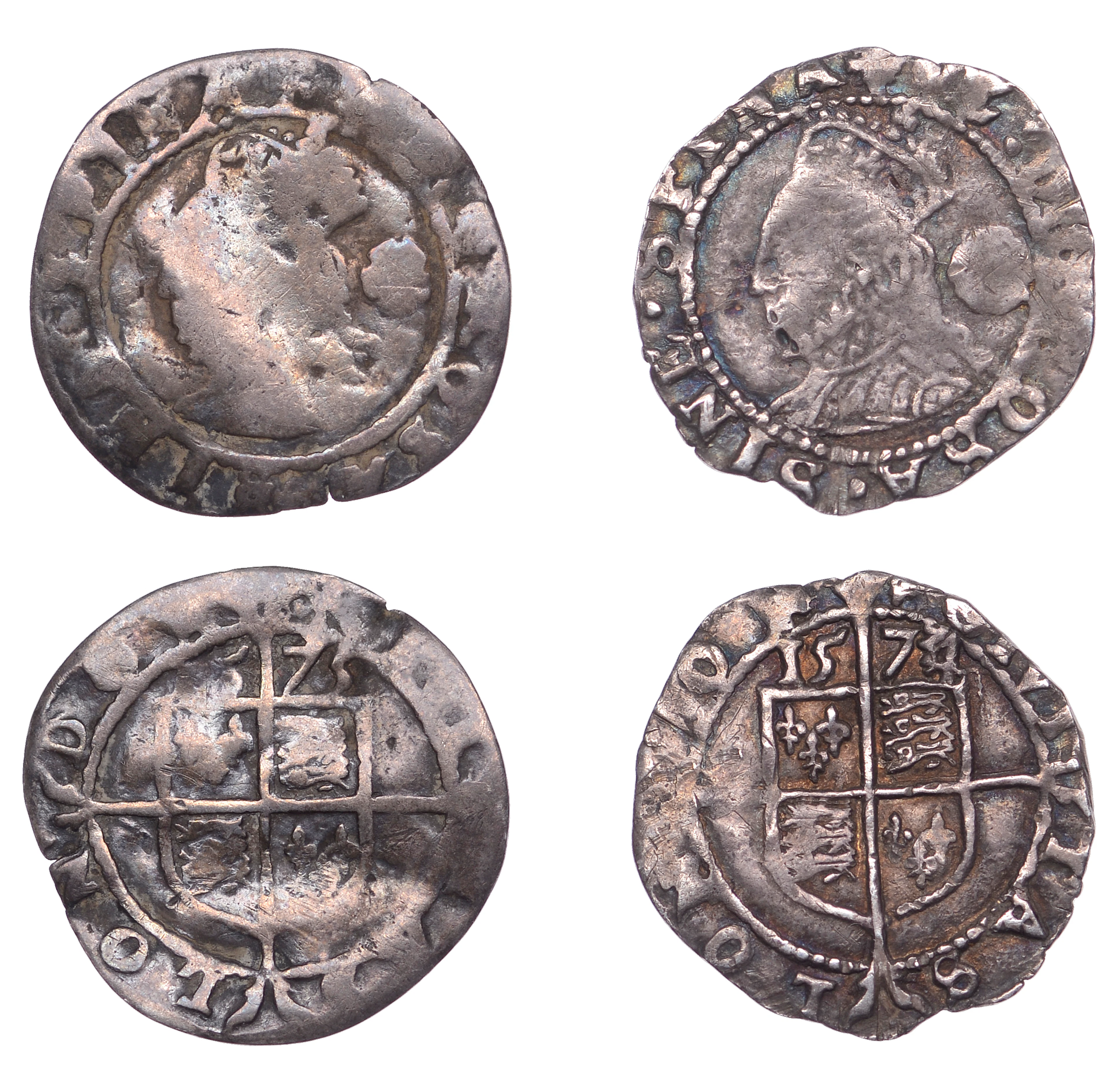 Elizabeth I, Fourth issue, Threehalfpence (2), 1574/3, mm. eglantine