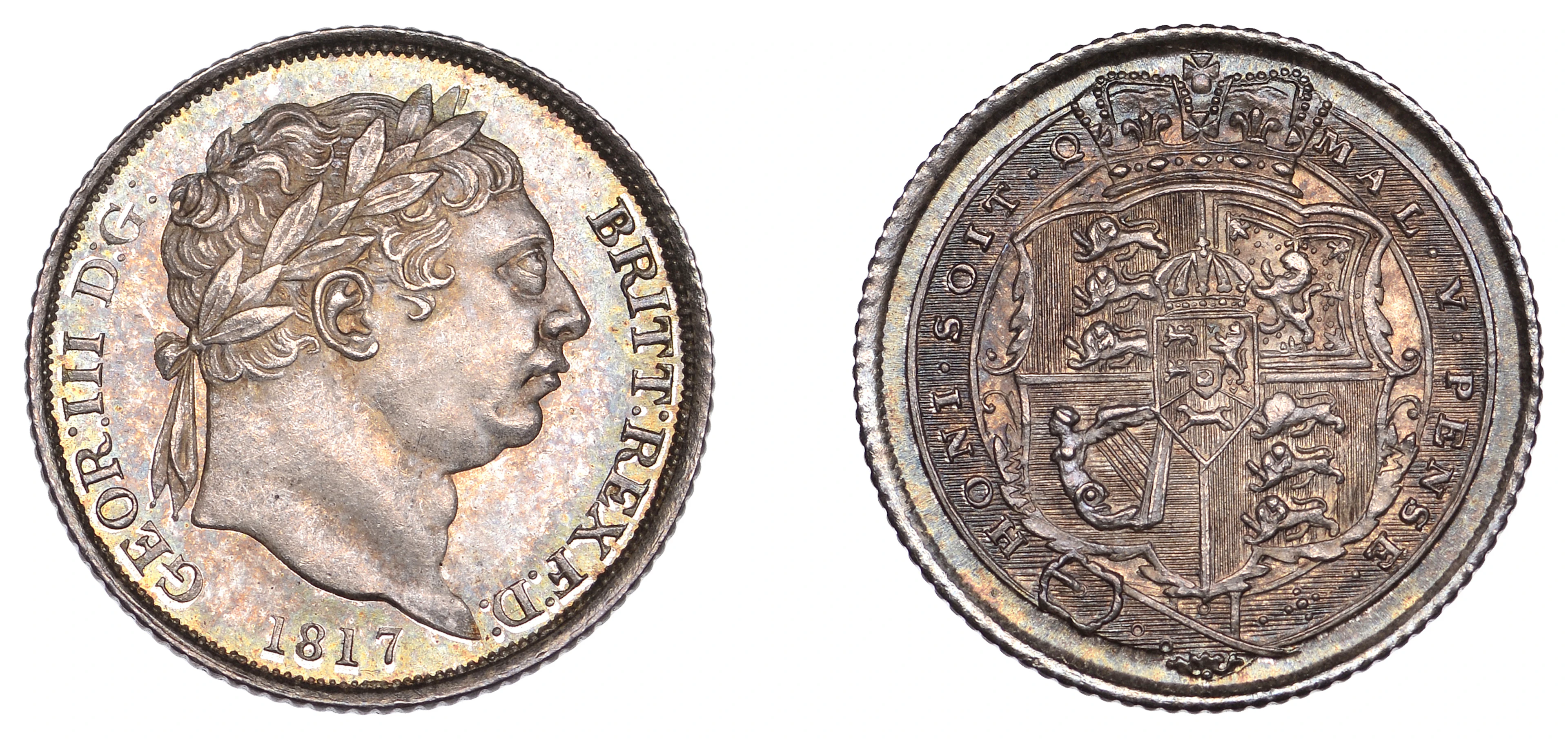 GEORGE III, New Coinage: Sixpence, 1817 Obverse: geor iii d g britt